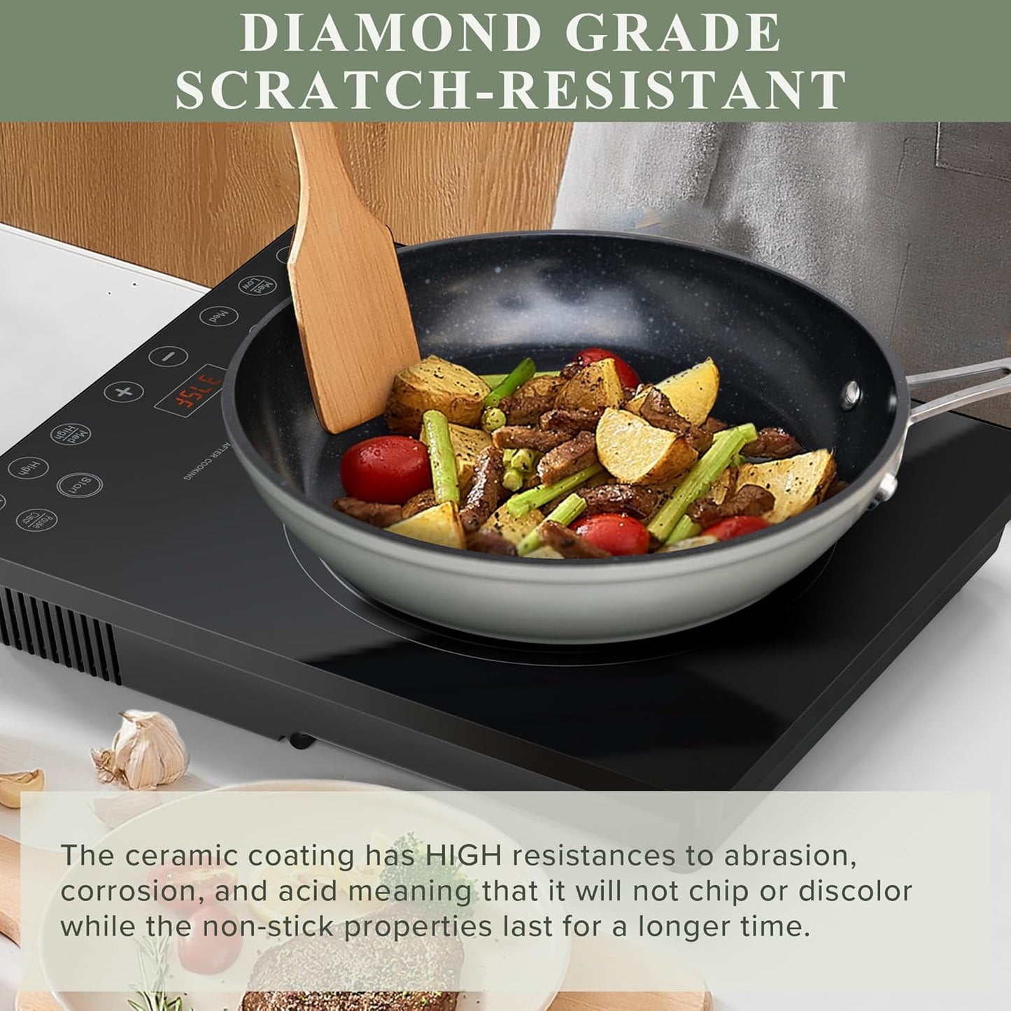 Duralon Blue Ceramic Nonstick Cookware Set Diamond Infused PFAS Free