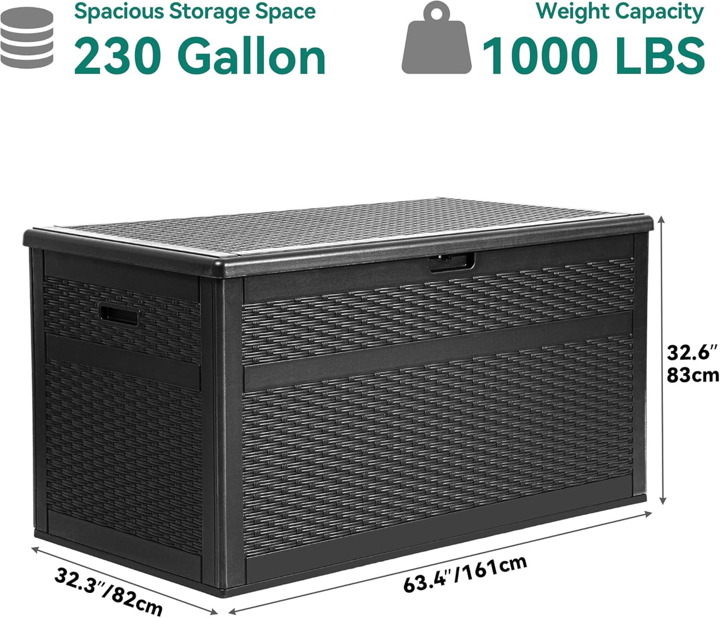 260 Gallon XXL Deck Box Outdoor Resin Lockable Water Resistant Storage Brown