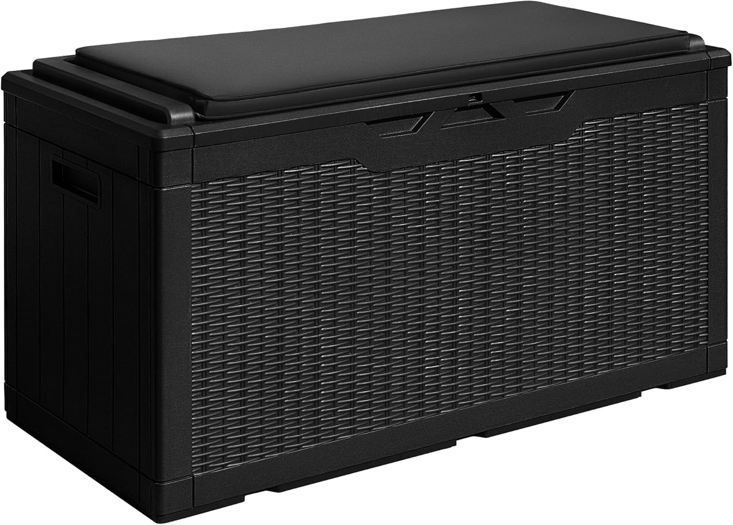 100 Gallon Large Resin Deck Box Waterproof Lockable Outdoor Storage Black
