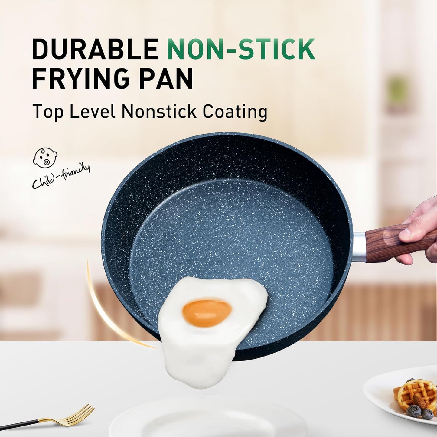 12 Piece Green Granite Nonstick Pots and Pans Set Induction Compatible Cookware