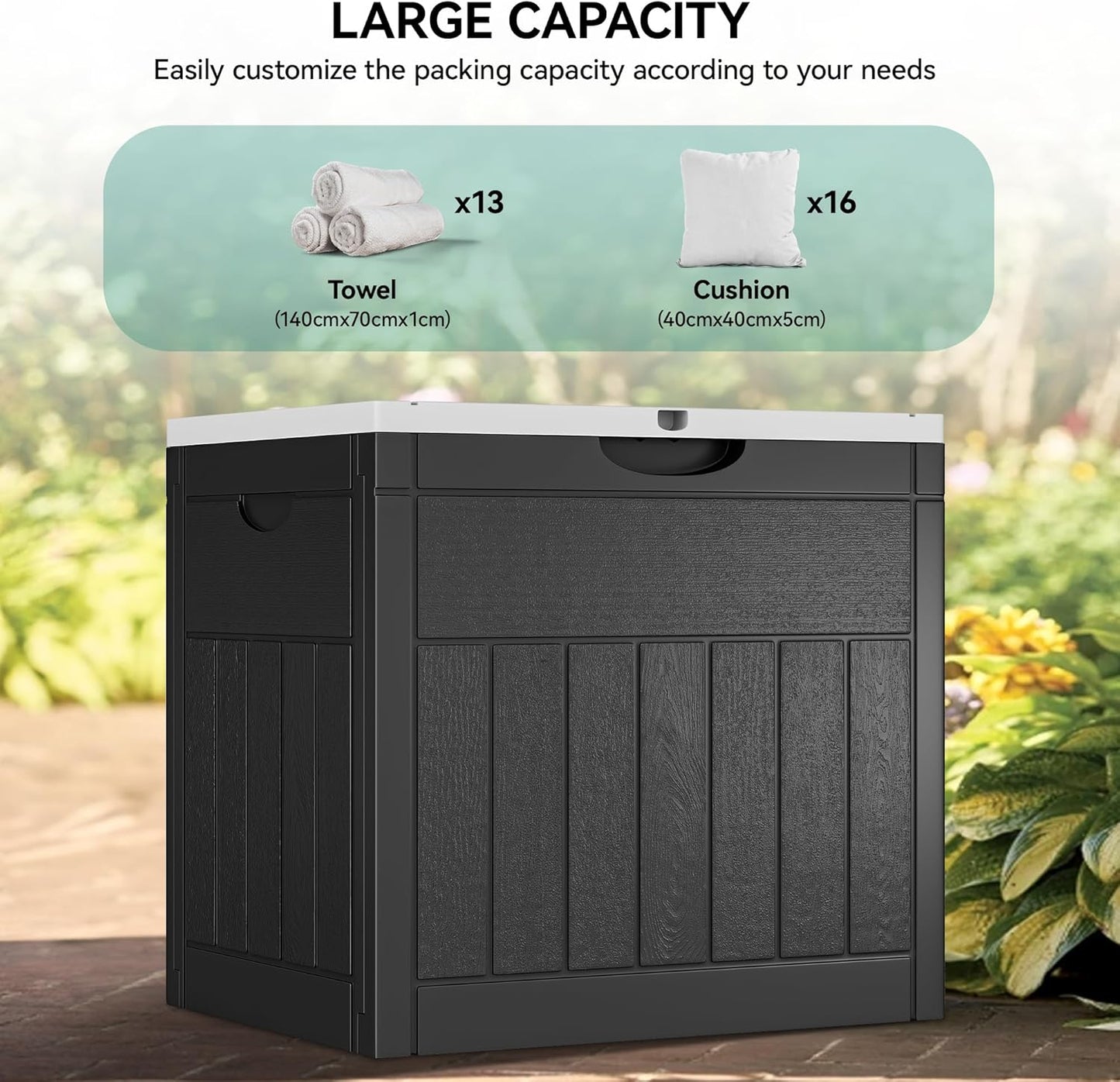 100 Gallon Resin Deck Box Weather Resistant Lockable Outdoor Storage Taupe