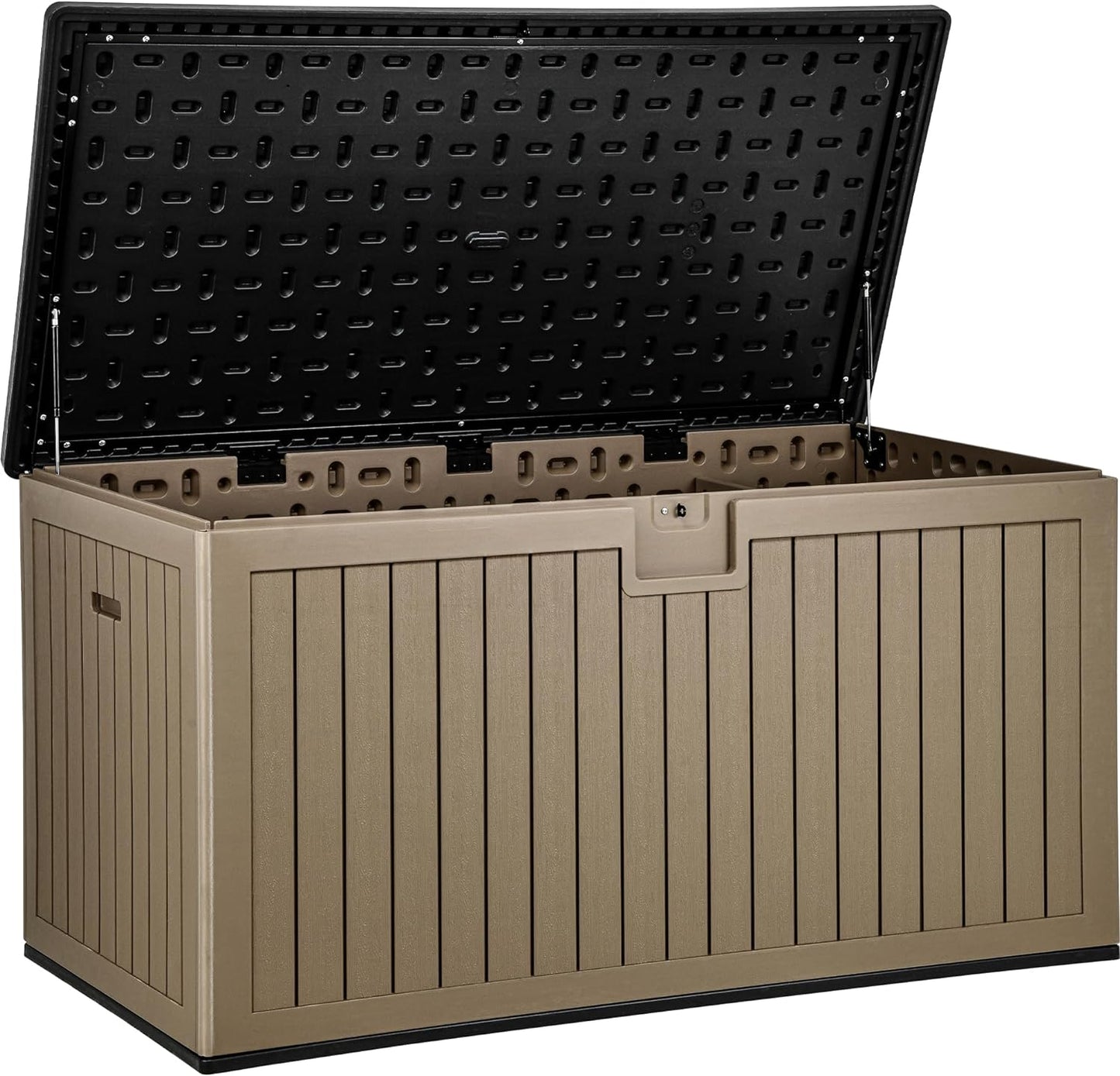 260 Gallon XXL Deck Box Outdoor Resin Lockable Water Resistant Storage Brown