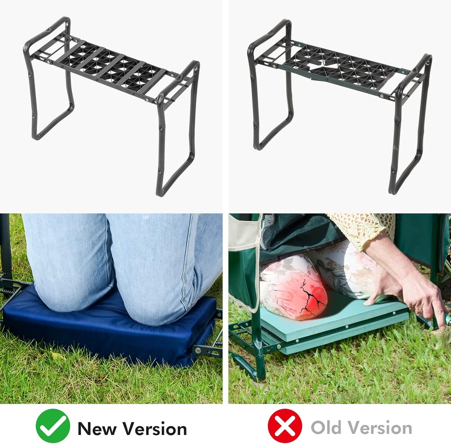 Heavy Duty Garden Kneeler and Seat with Soft Pad and Tool Pouches