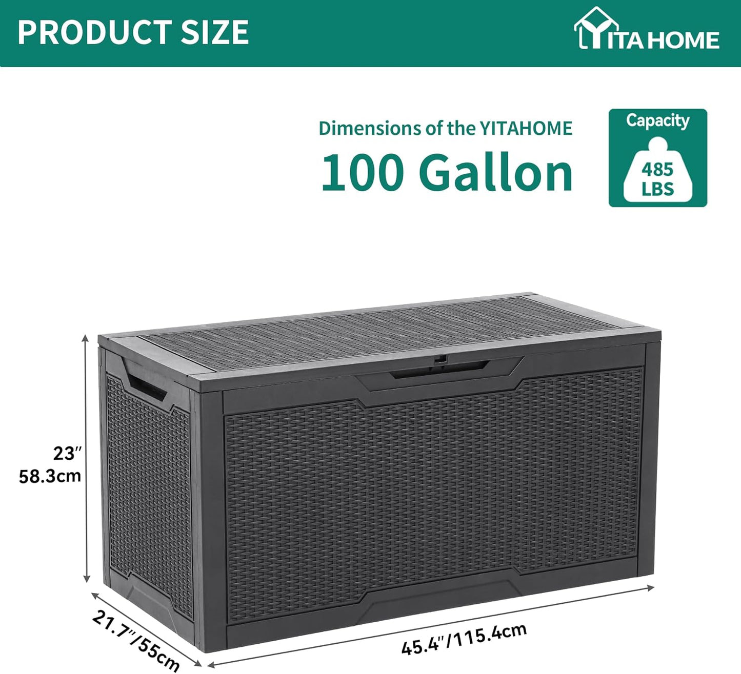 100 Gallon Resin Deck Box Weather Resistant Lockable Outdoor Storage Taupe