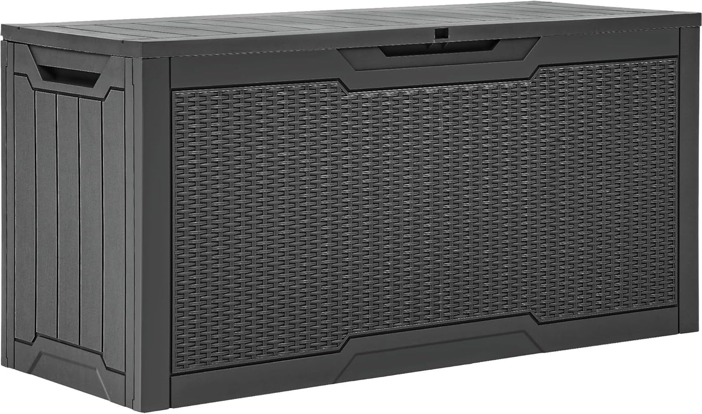 260 Gallon XXL Deck Box Outdoor Resin Lockable Water Resistant Storage Brown