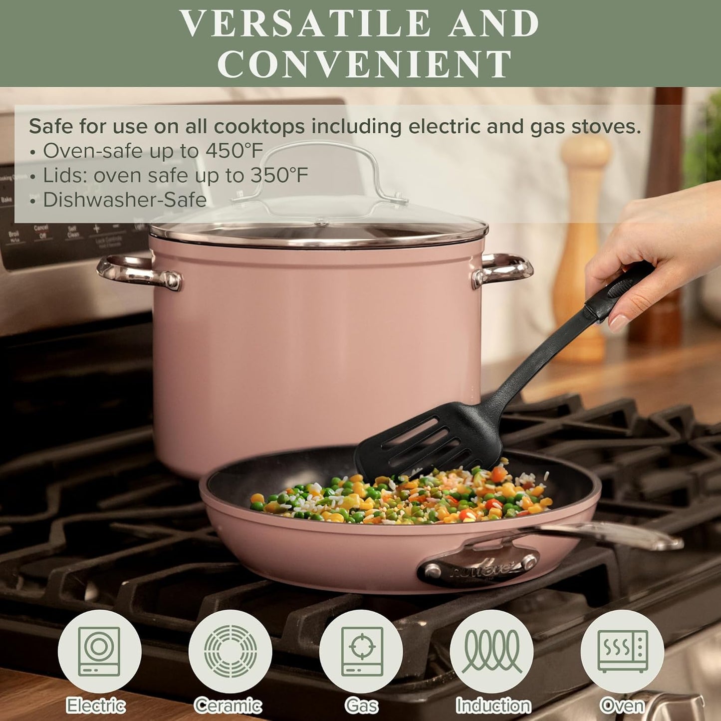 Duralon Blue Ceramic Nonstick Cookware Set Diamond Infused PFAS Free