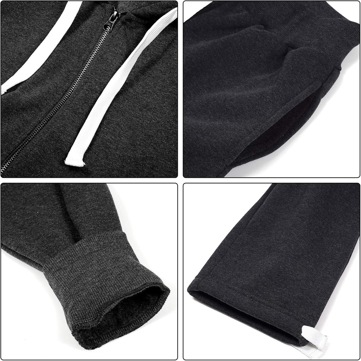 2 Piece Casual Sweat Jogging Suit Set Athletic Full Zip Hoodies