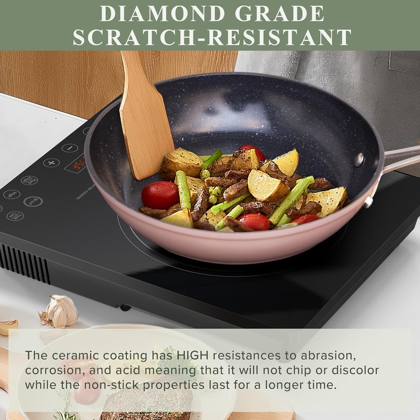 Duralon Blue Ceramic Nonstick Cookware Set Diamond Infused PFAS Free