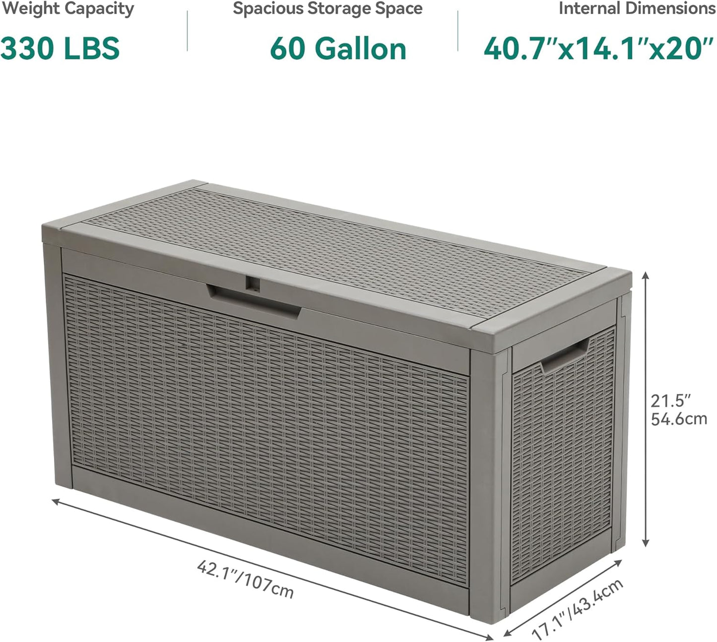 260 Gallon XXL Deck Box Outdoor Resin Lockable Water Resistant Storage Brown