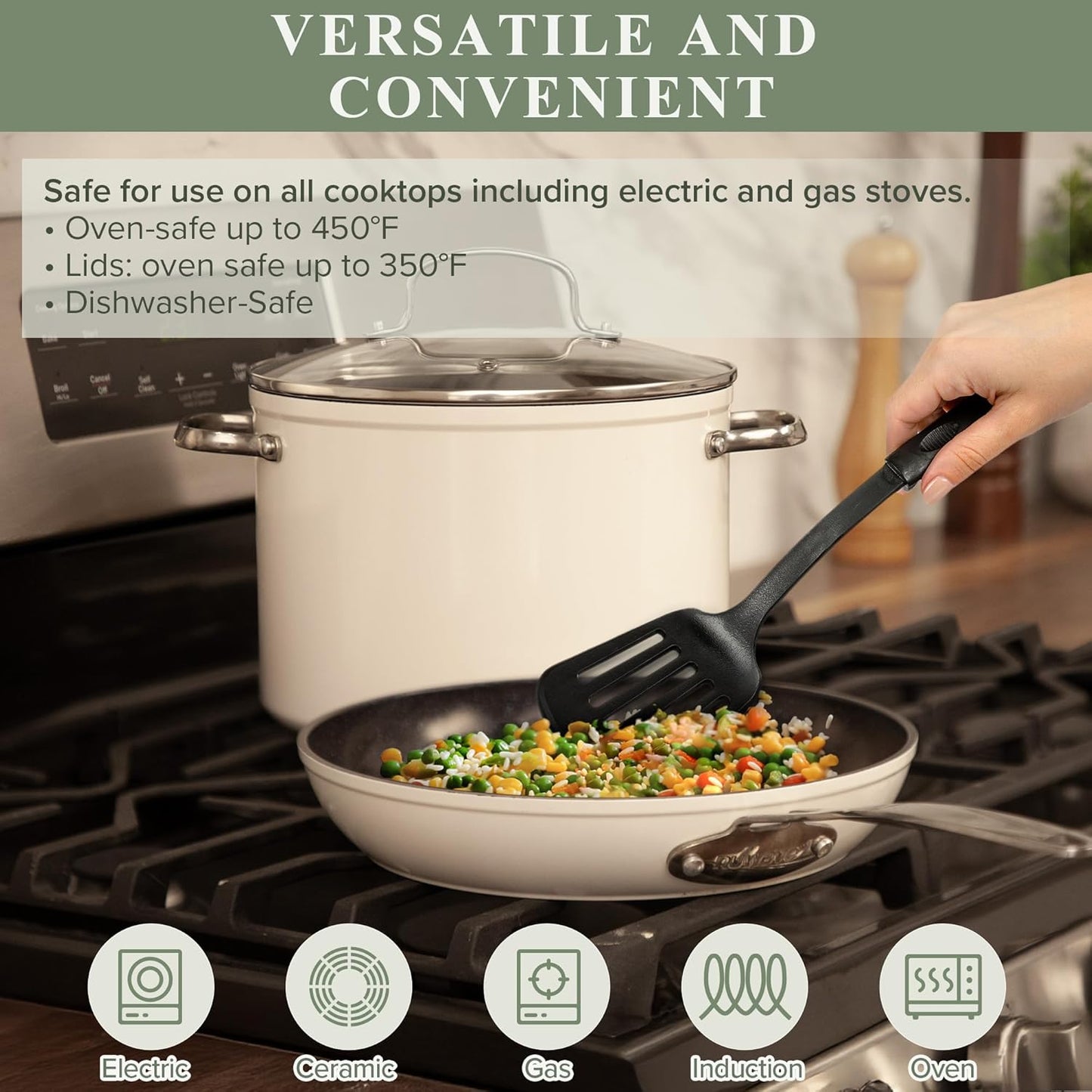 Duralon Blue Ceramic Nonstick Cookware Set Diamond Infused PFAS Free