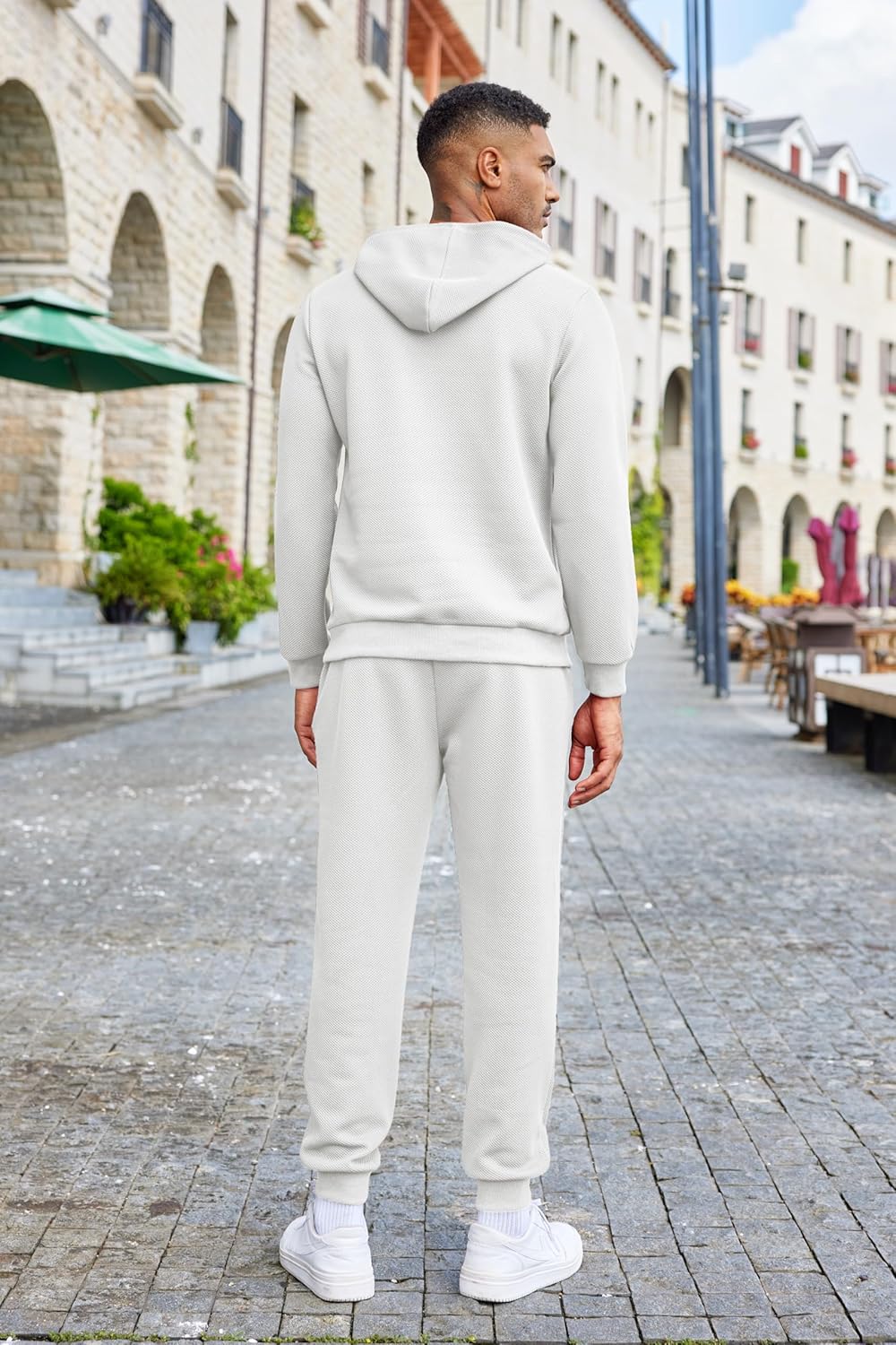 Men's Tracksuits 2 Pieces Waffle Hoodies Jogging Suit Set