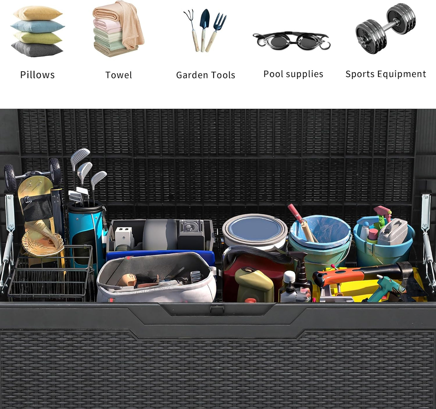 100 Gallon Resin Deck Box Weather Resistant Lockable Outdoor Storage Taupe
