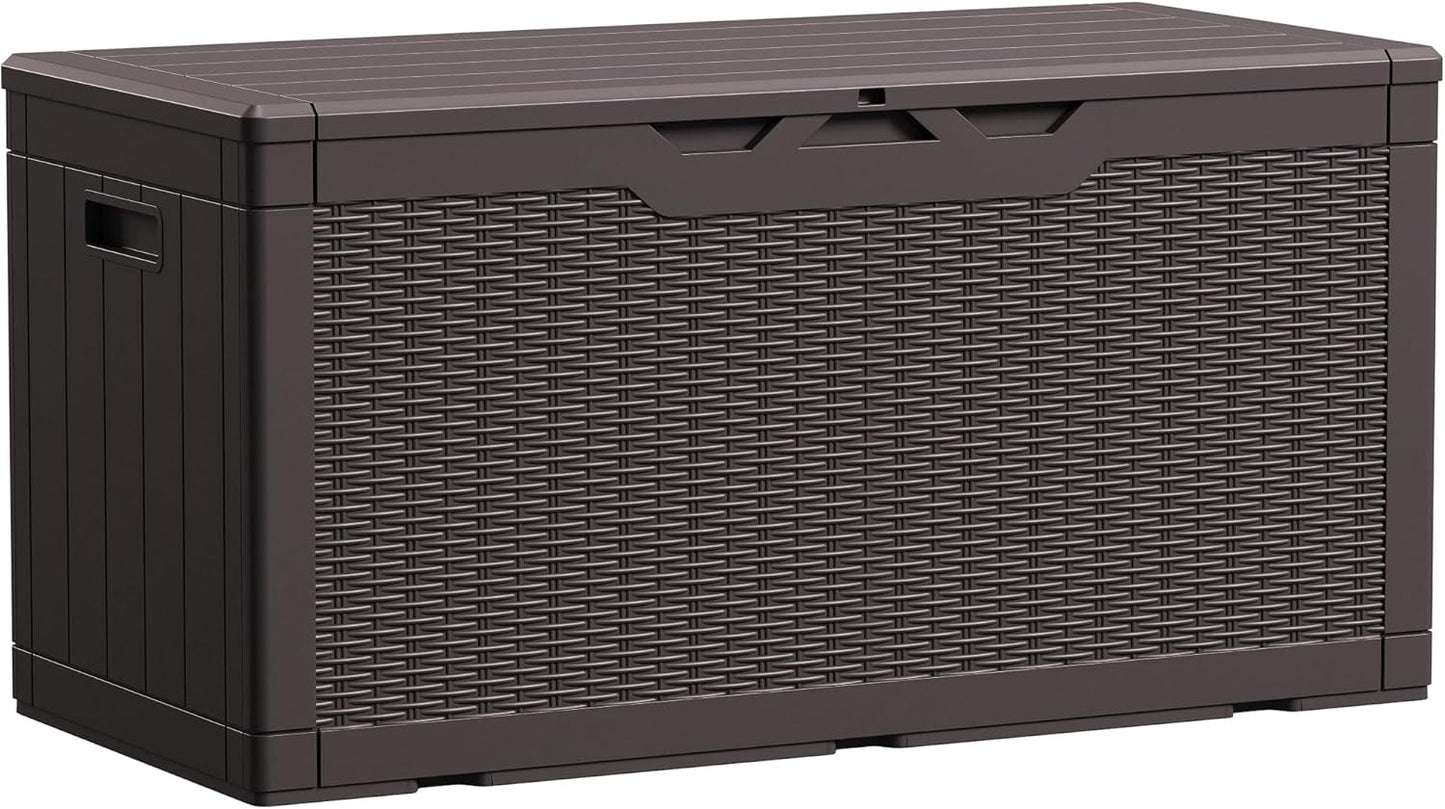 100 Gallon Large Resin Deck Box Waterproof Lockable Outdoor Storage Black