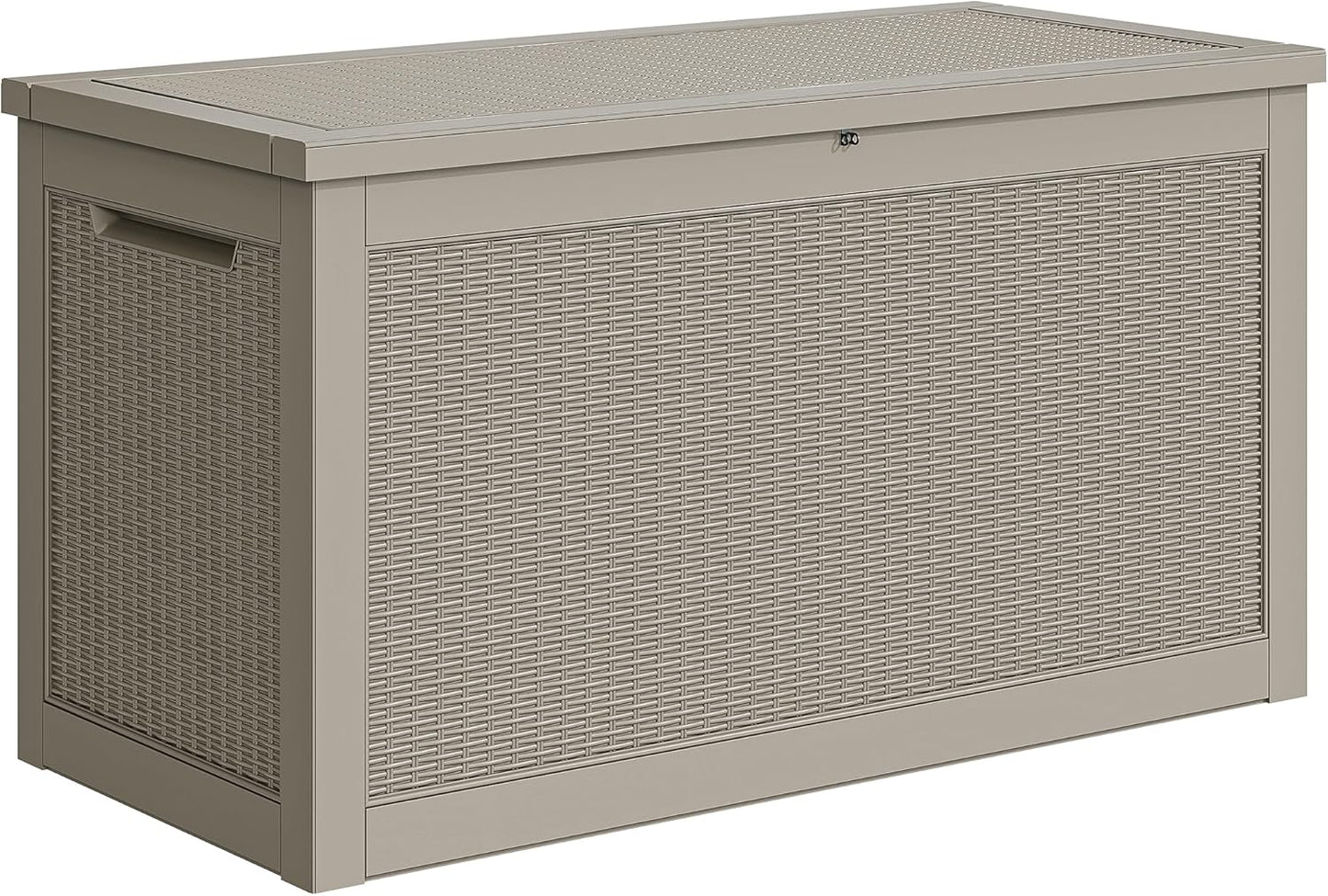 100 Gallon Resin Deck Box Weather Resistant Lockable Outdoor Storage Taupe