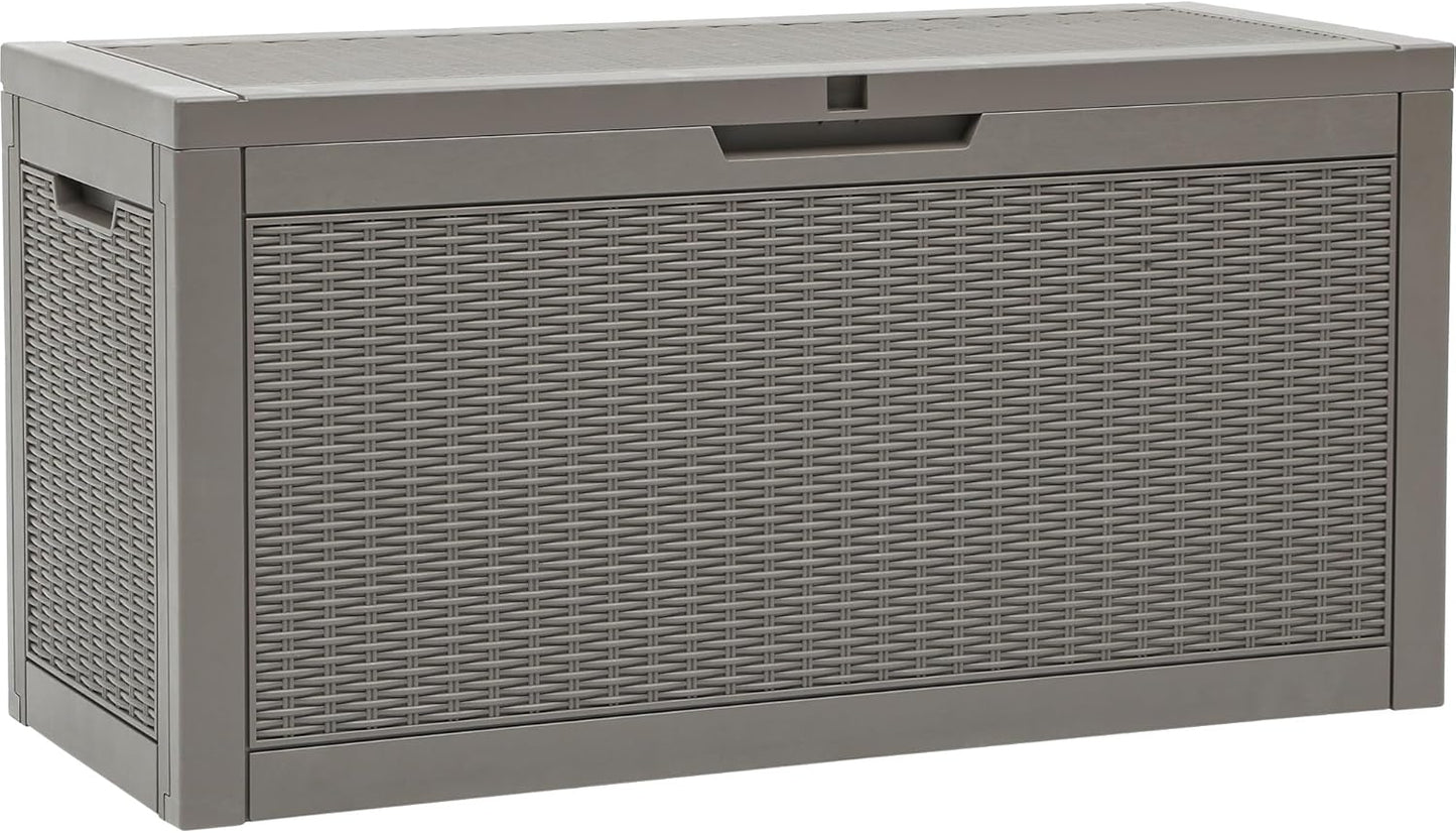 260 Gallon XXL Deck Box Outdoor Resin Lockable Water Resistant Storage Brown