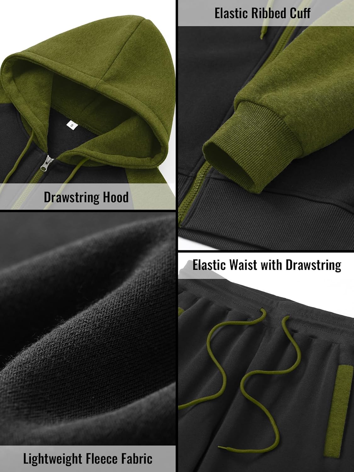 Zip Up Hoodie Sweatsuits Athletic Jogging Suit Set Casual Outfit with Pockets