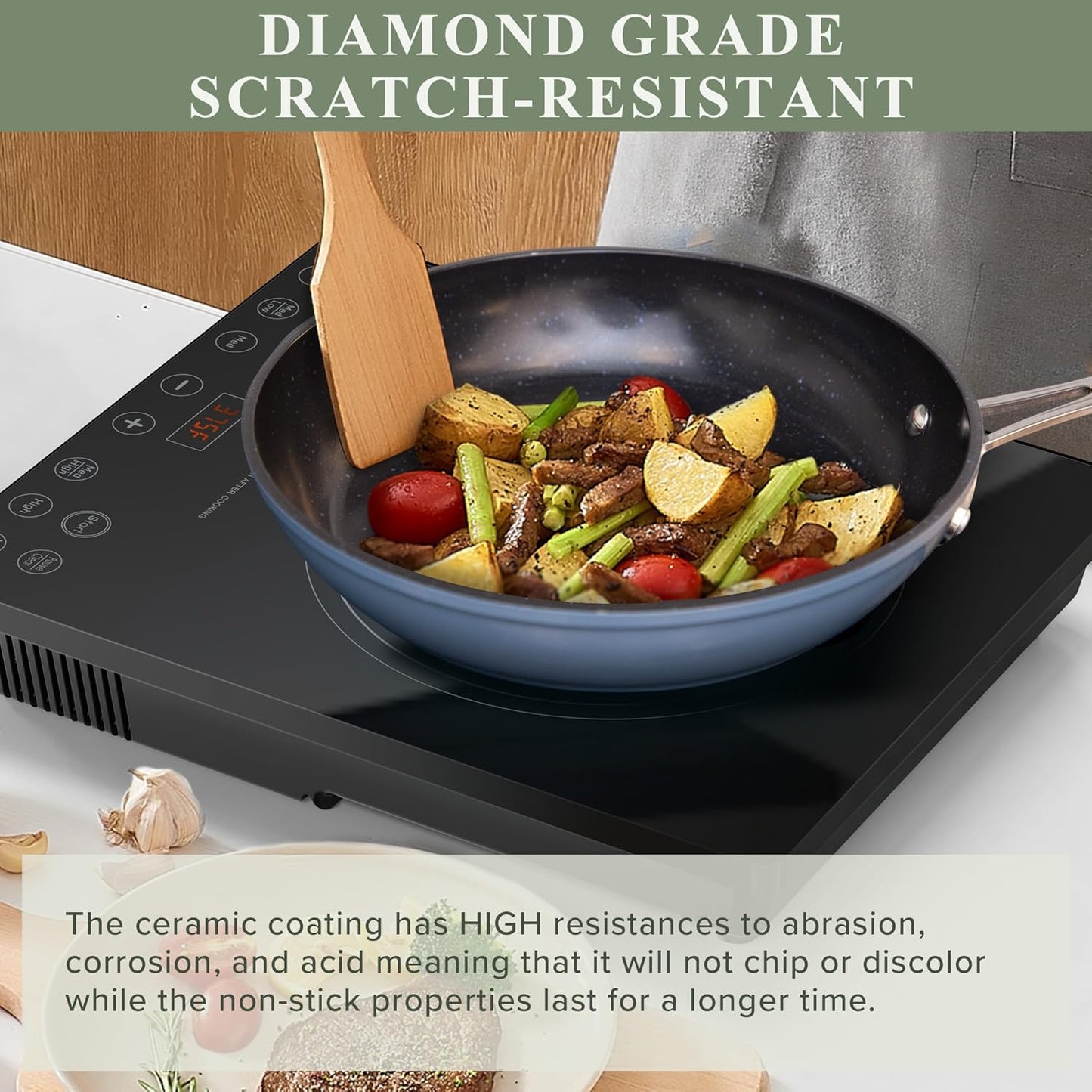 Duralon Blue Ceramic Nonstick Cookware Set Diamond Infused PFAS Free