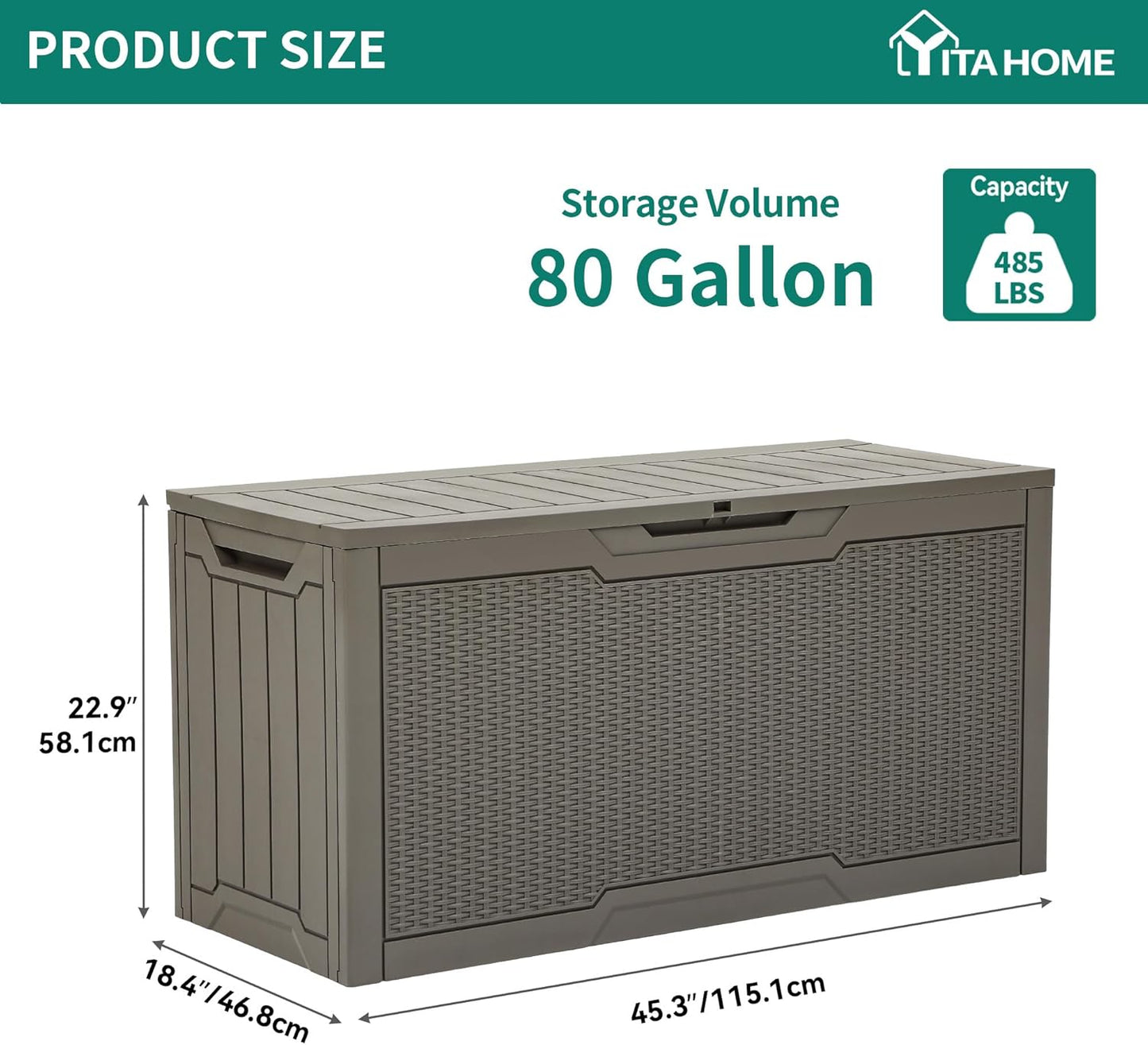 260 Gallon XXL Deck Box Outdoor Resin Lockable Water Resistant Storage Brown