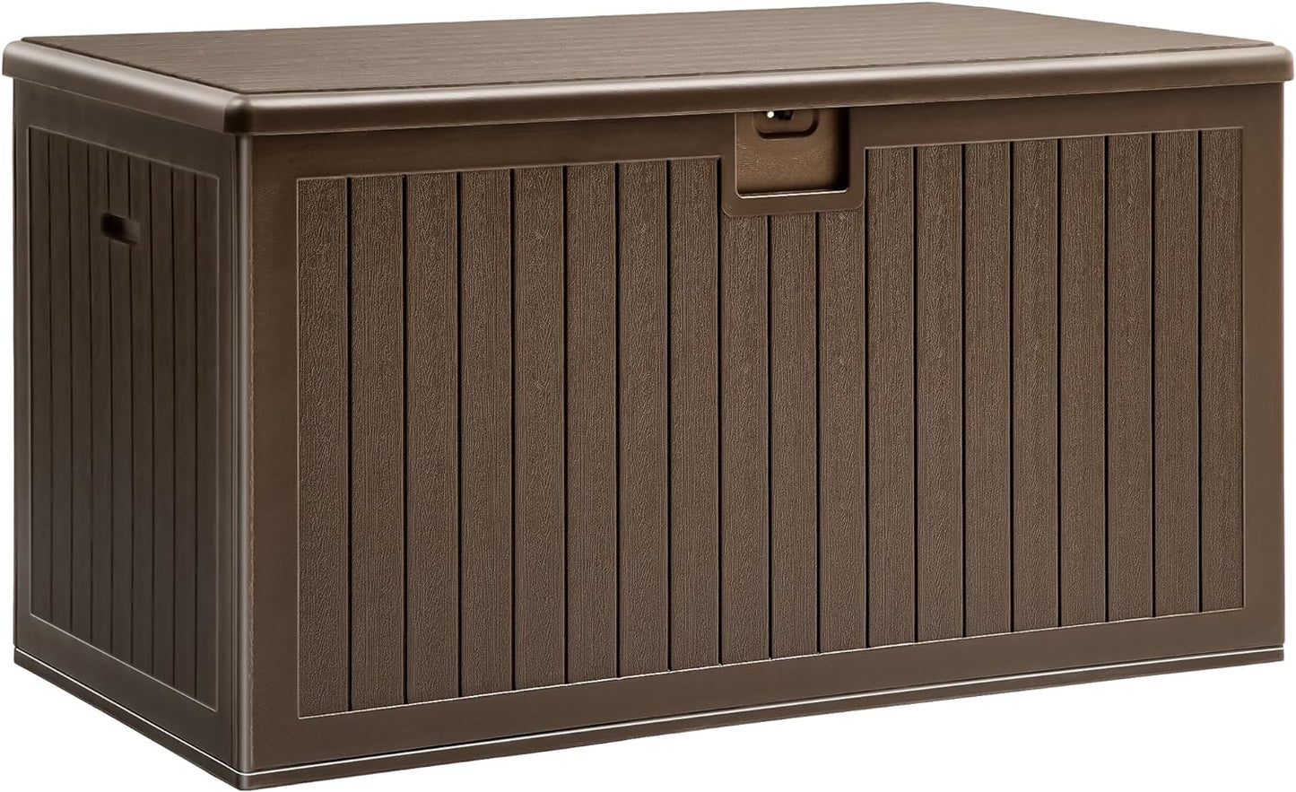 260 Gallon XXL Deck Box Outdoor Resin Lockable Water Resistant Storage Brown