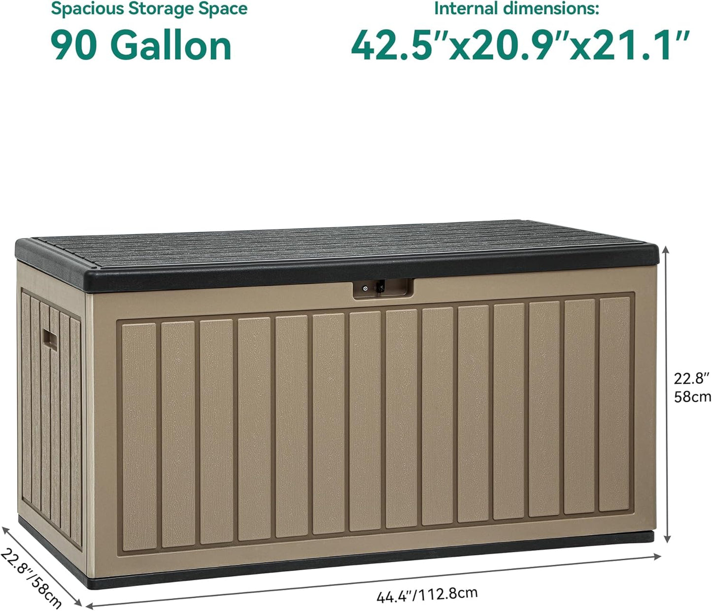 260 Gallon XXL Deck Box Outdoor Resin Lockable Water Resistant Storage Brown