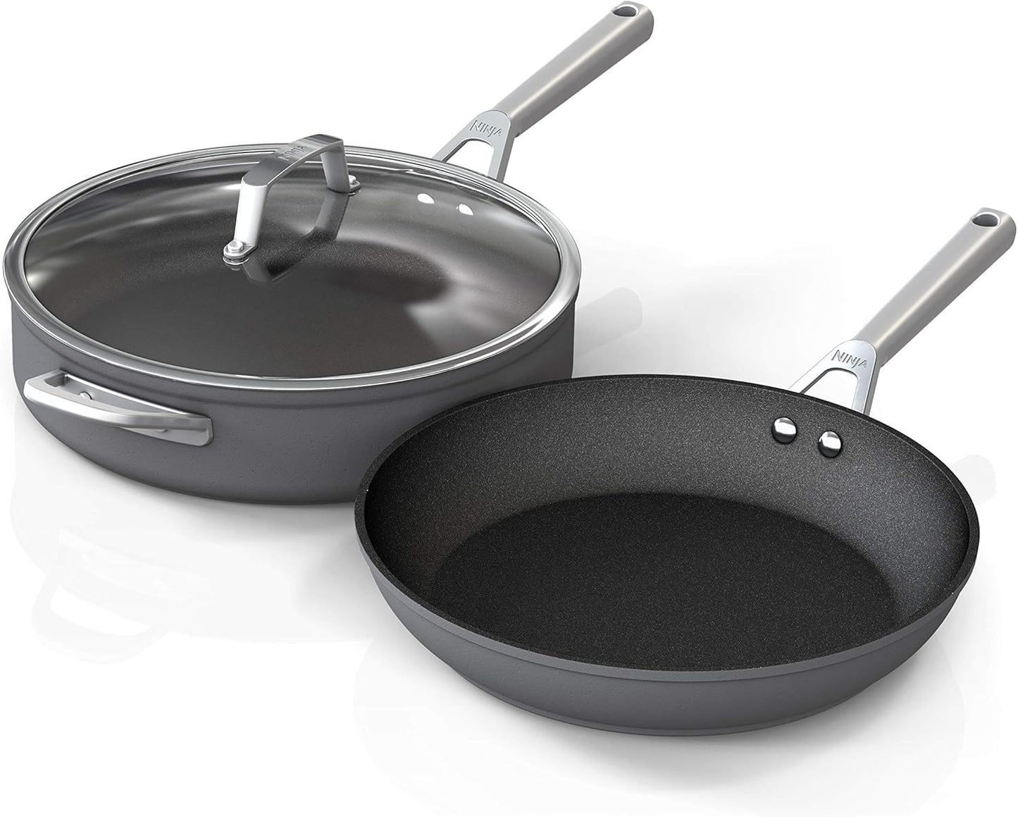 13 Piece Foodi NeverStick Hard Anodized Nonstick Cookware Set Oven Safe Grey