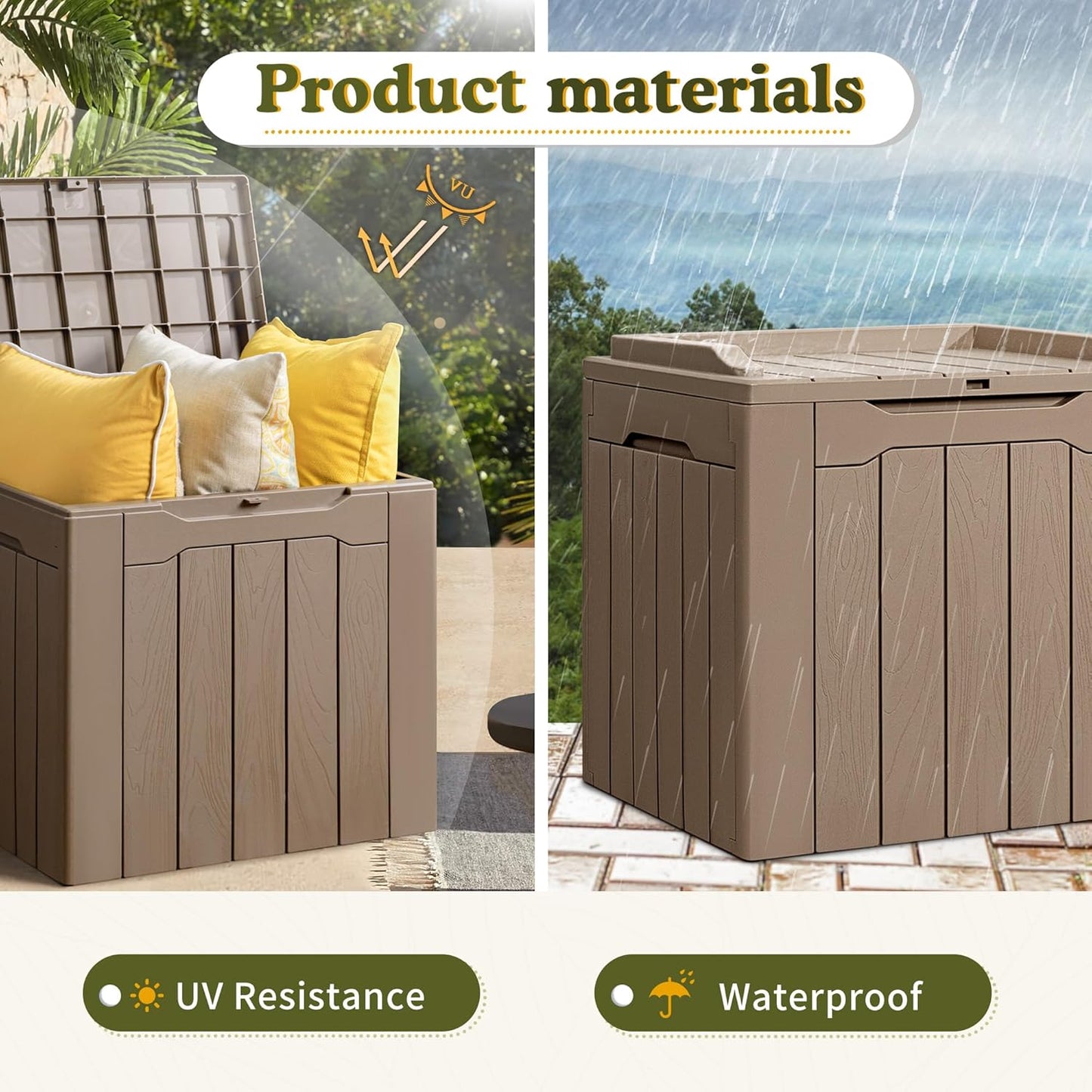 100 Gallon Large Resin Deck Box Waterproof Lockable Outdoor Storage Black