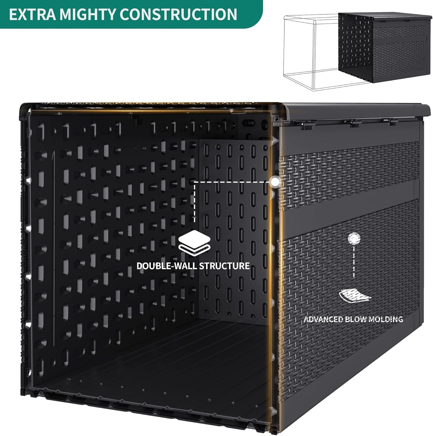100 Gallon Resin Deck Box Weather Resistant Lockable Outdoor Storage Taupe