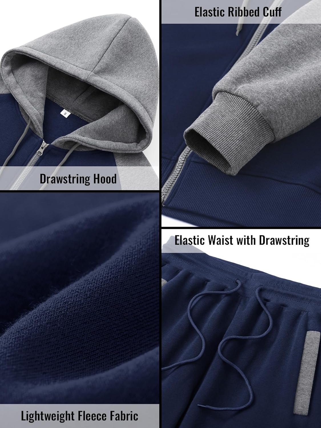 Zip Up Hoodie Sweatsuits Athletic Jogging Suit Set Casual Outfit with Pockets