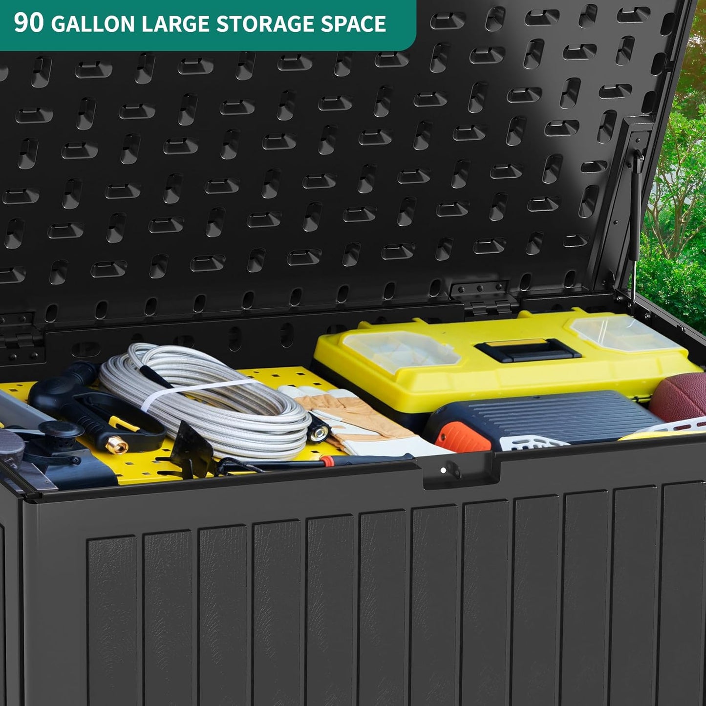 100 Gallon Resin Deck Box Weather Resistant Lockable Outdoor Storage Taupe