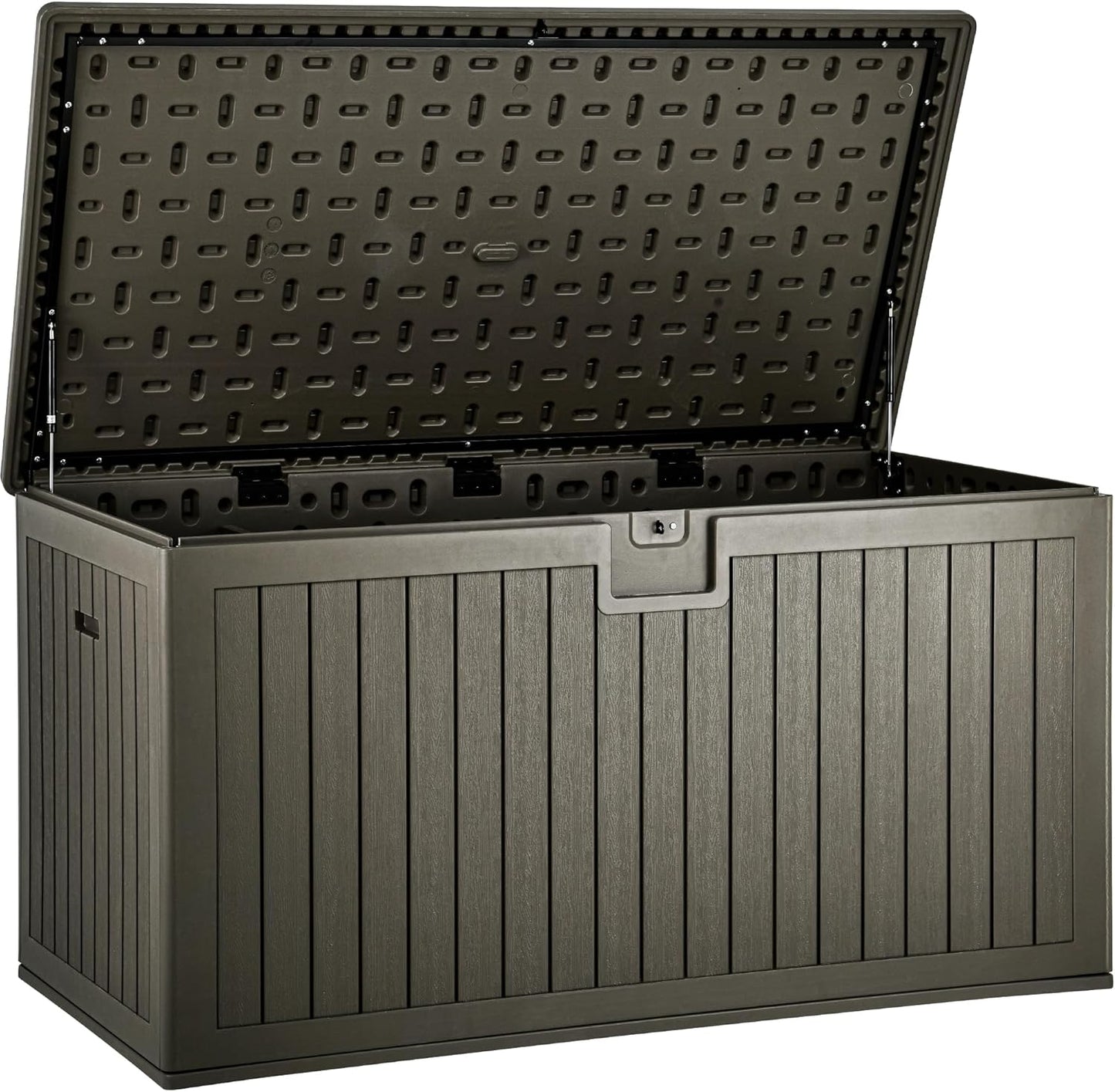 260 Gallon XXL Deck Box Outdoor Resin Lockable Water Resistant Storage Brown