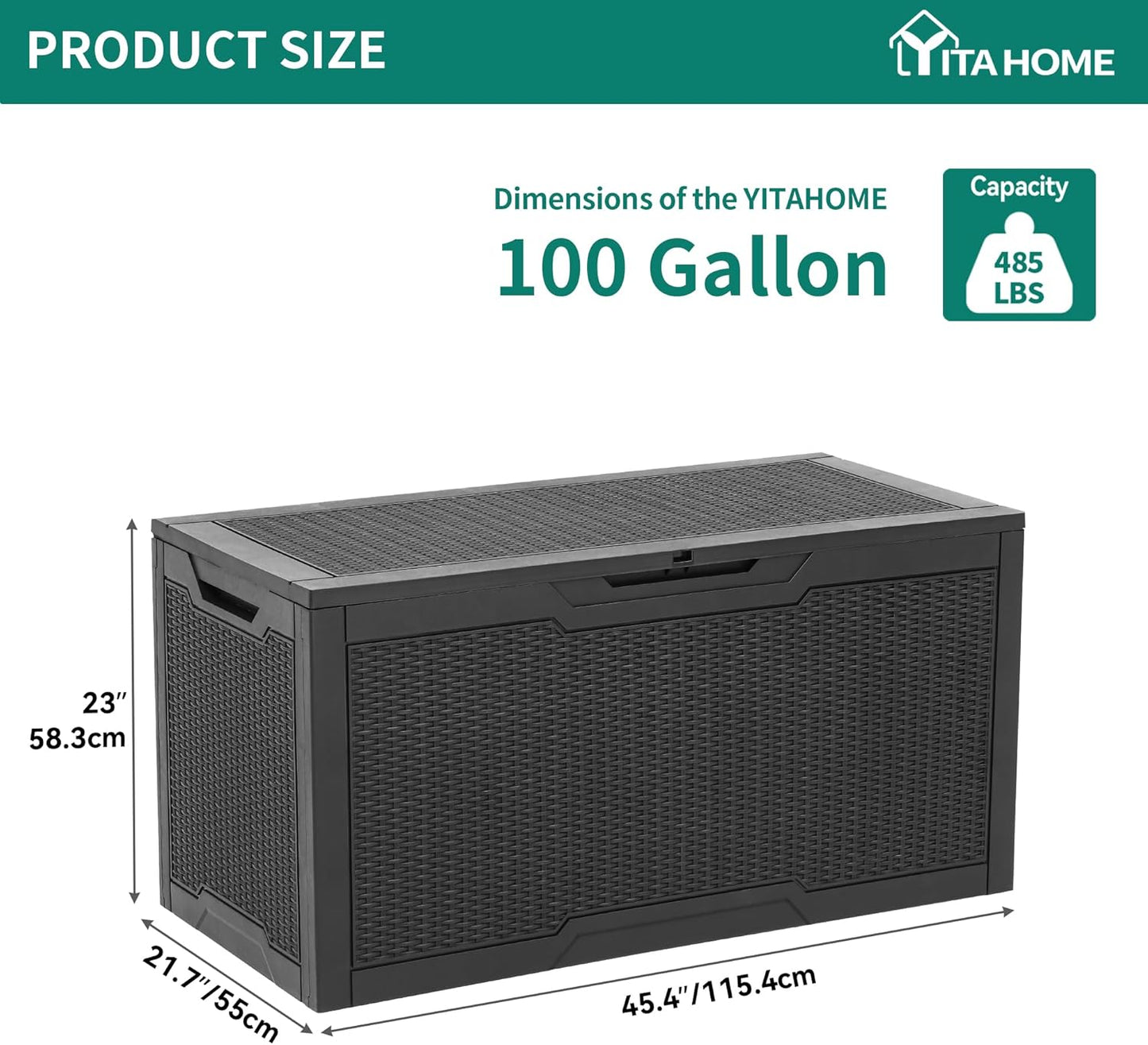 100 Gallon Resin Deck Box Weather Resistant Lockable Outdoor Storage Taupe