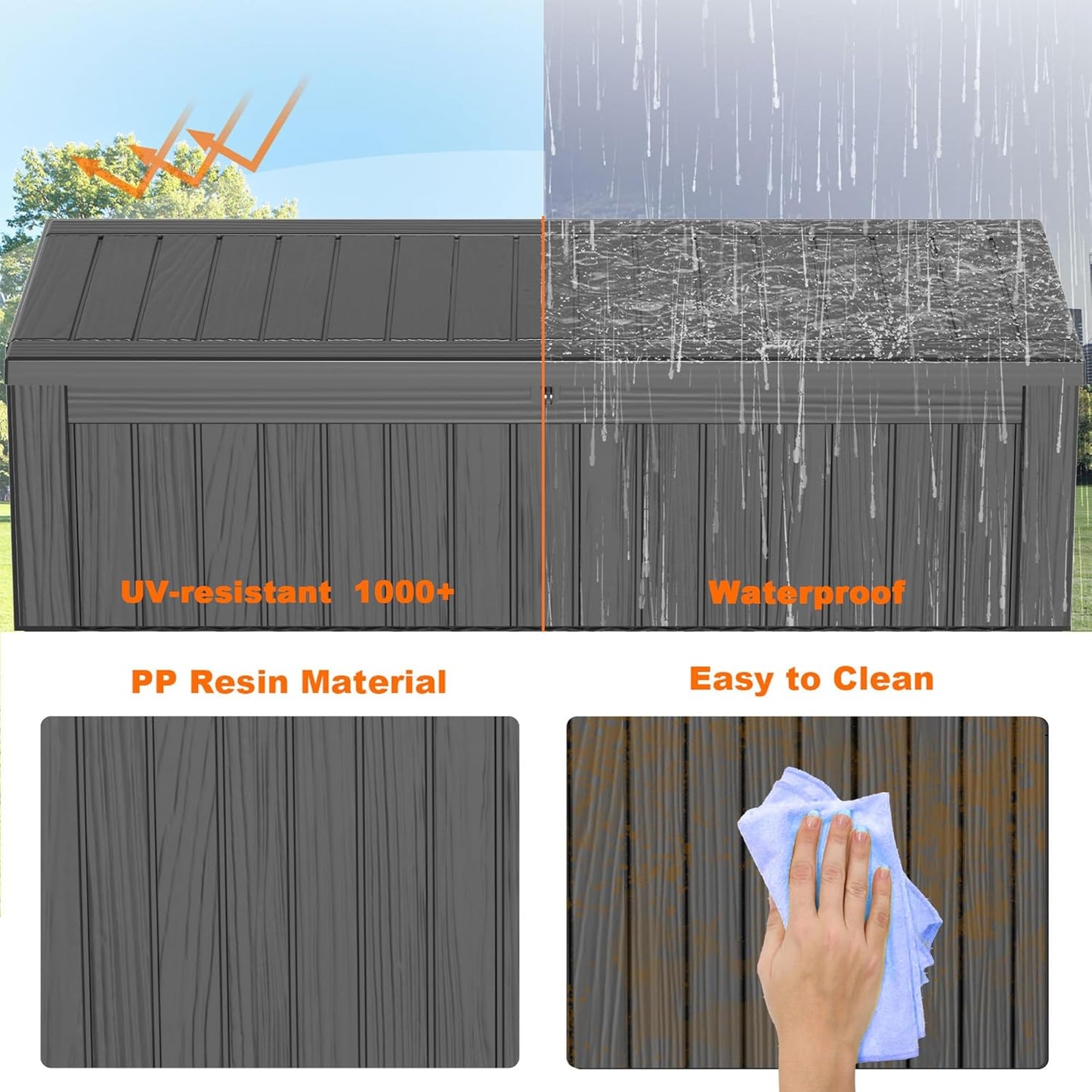 100 Gallon Resin Deck Box Lockable Waterproof Outdoor Storage Black