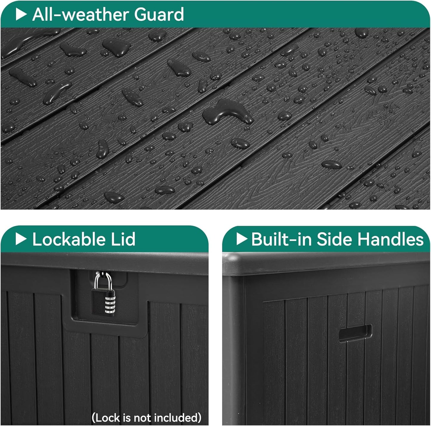 100 Gallon Resin Deck Box Weather Resistant Lockable Outdoor Storage Taupe