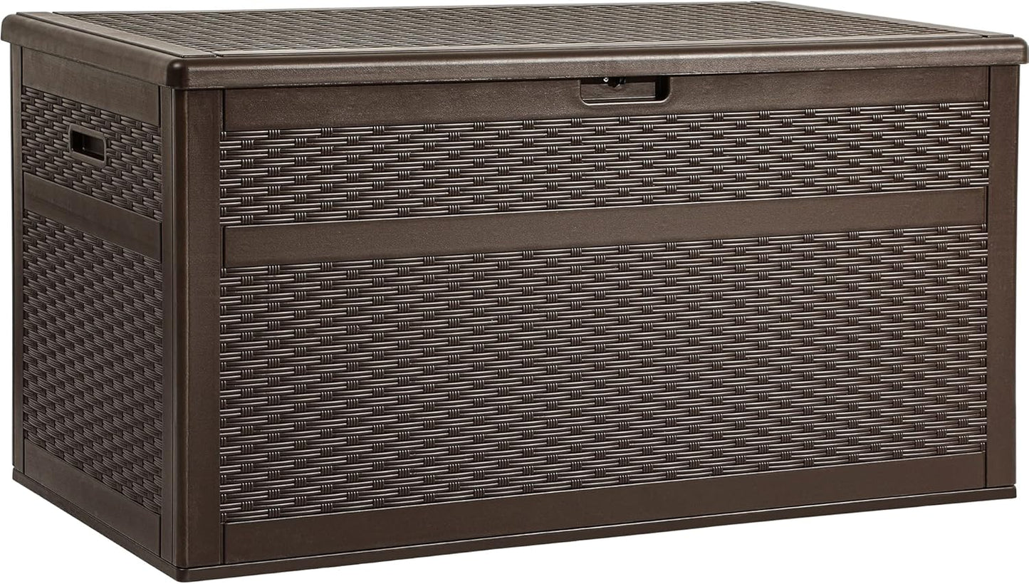 100 Gallon Resin Deck Box Weather Resistant Lockable Outdoor Storage Taupe