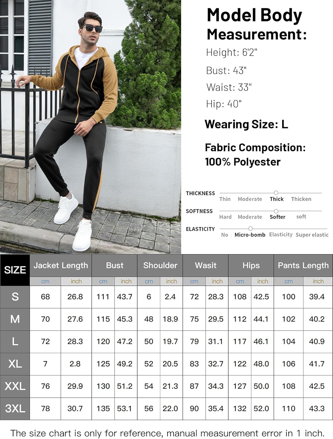 Zip Up Hoodie Sweatsuits Athletic Jogging Suit Set Casual Outfit with Pockets