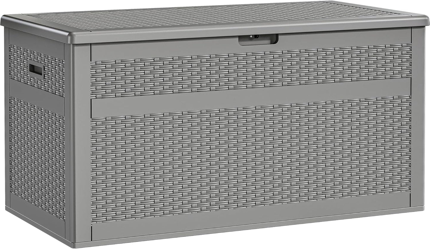 100 Gallon Resin Deck Box Weather Resistant Lockable Outdoor Storage Taupe