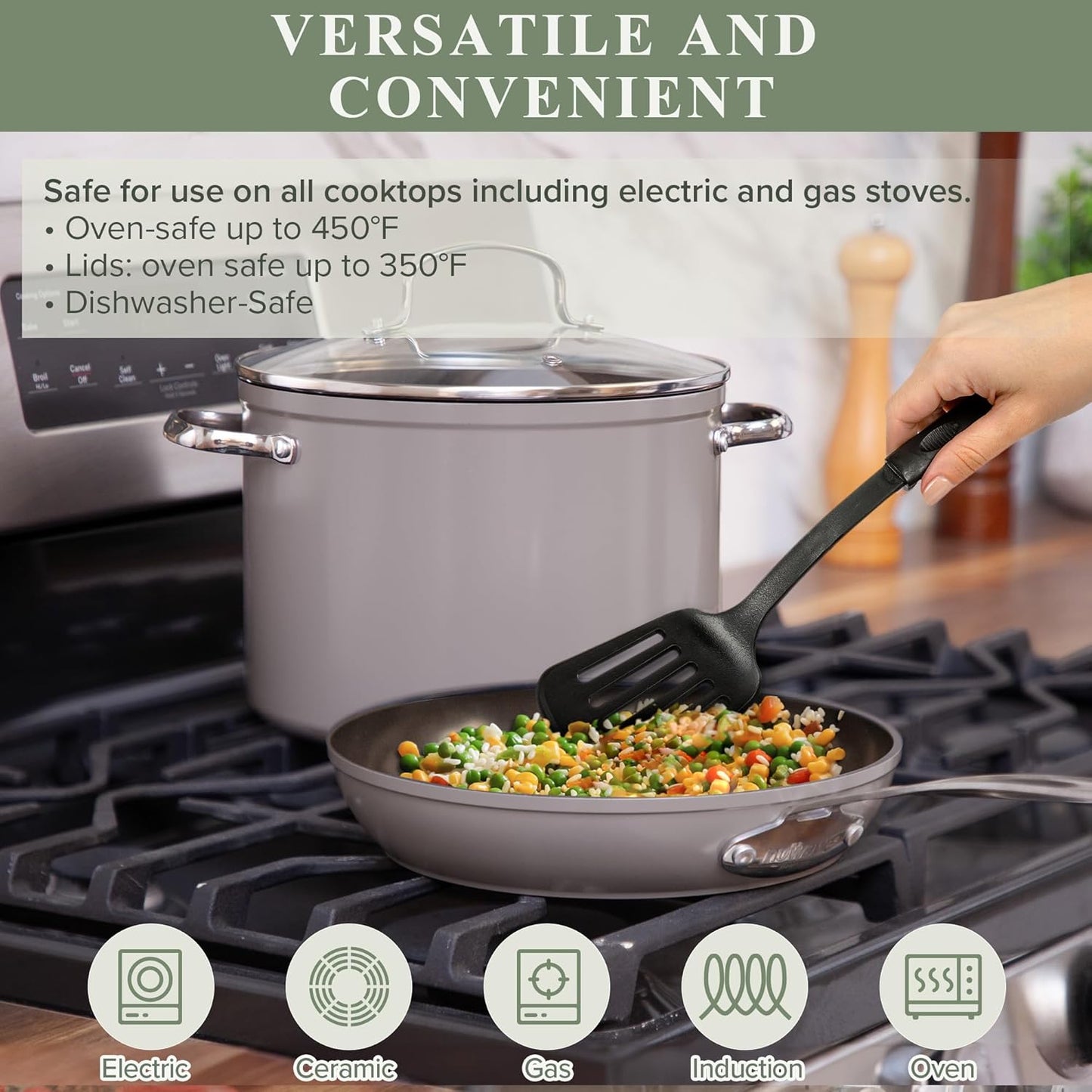 Duralon Blue Ceramic Nonstick Cookware Set Diamond Infused PFAS Free