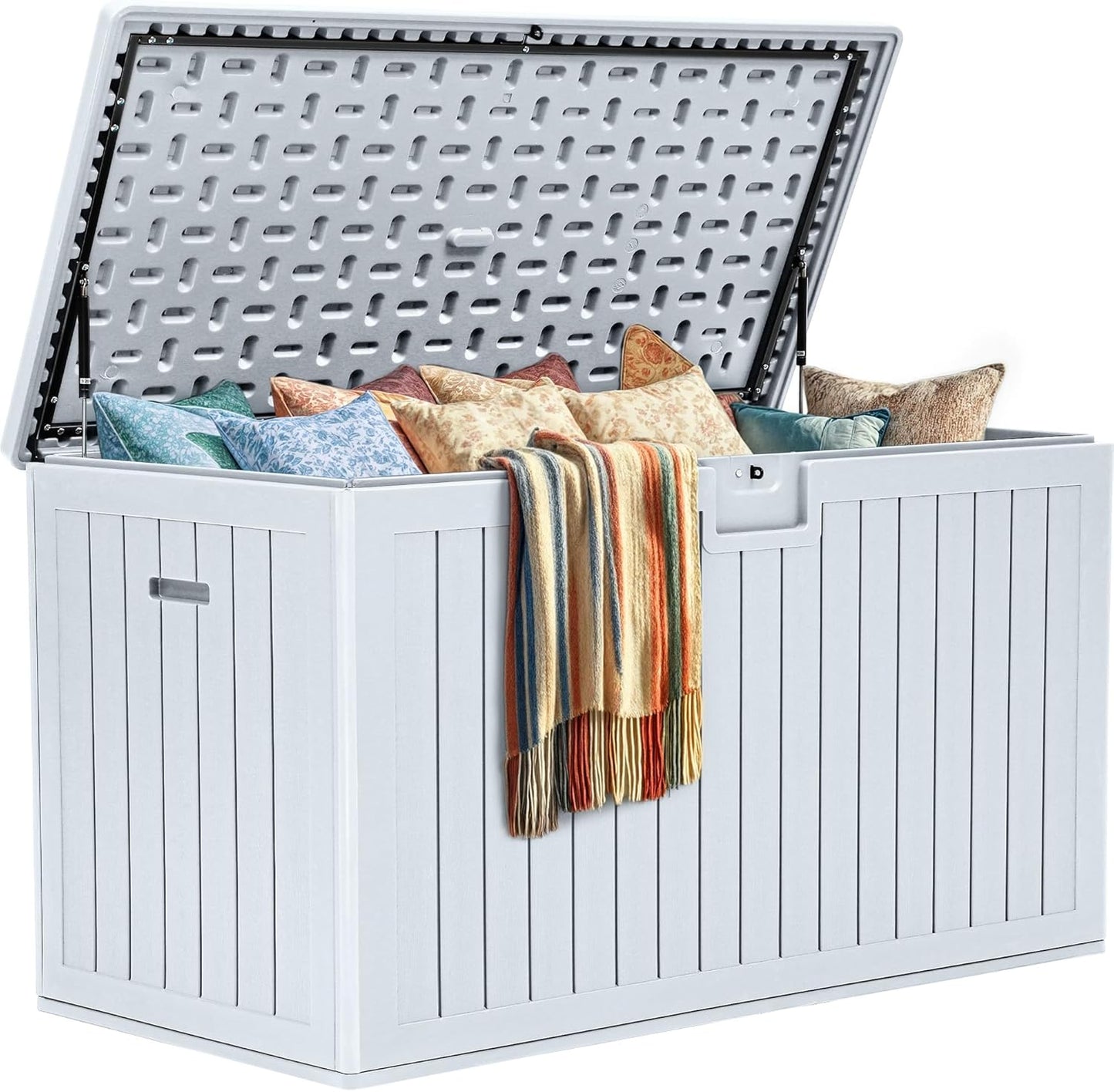 260 Gallon XXL Deck Box Outdoor Resin Lockable Water Resistant Storage Brown