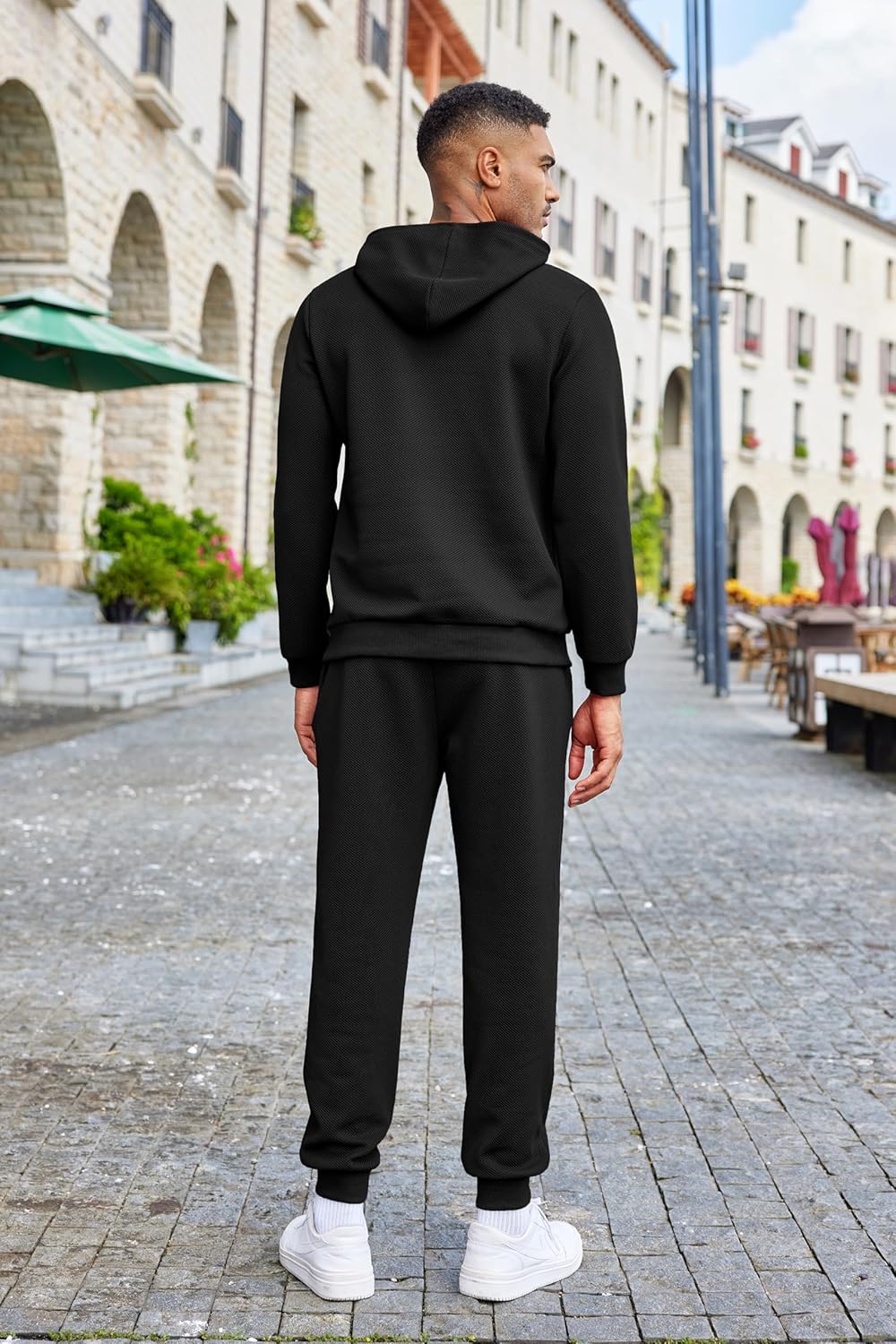 Men's Tracksuits 2 Pieces Waffle Hoodies Jogging Suit Set