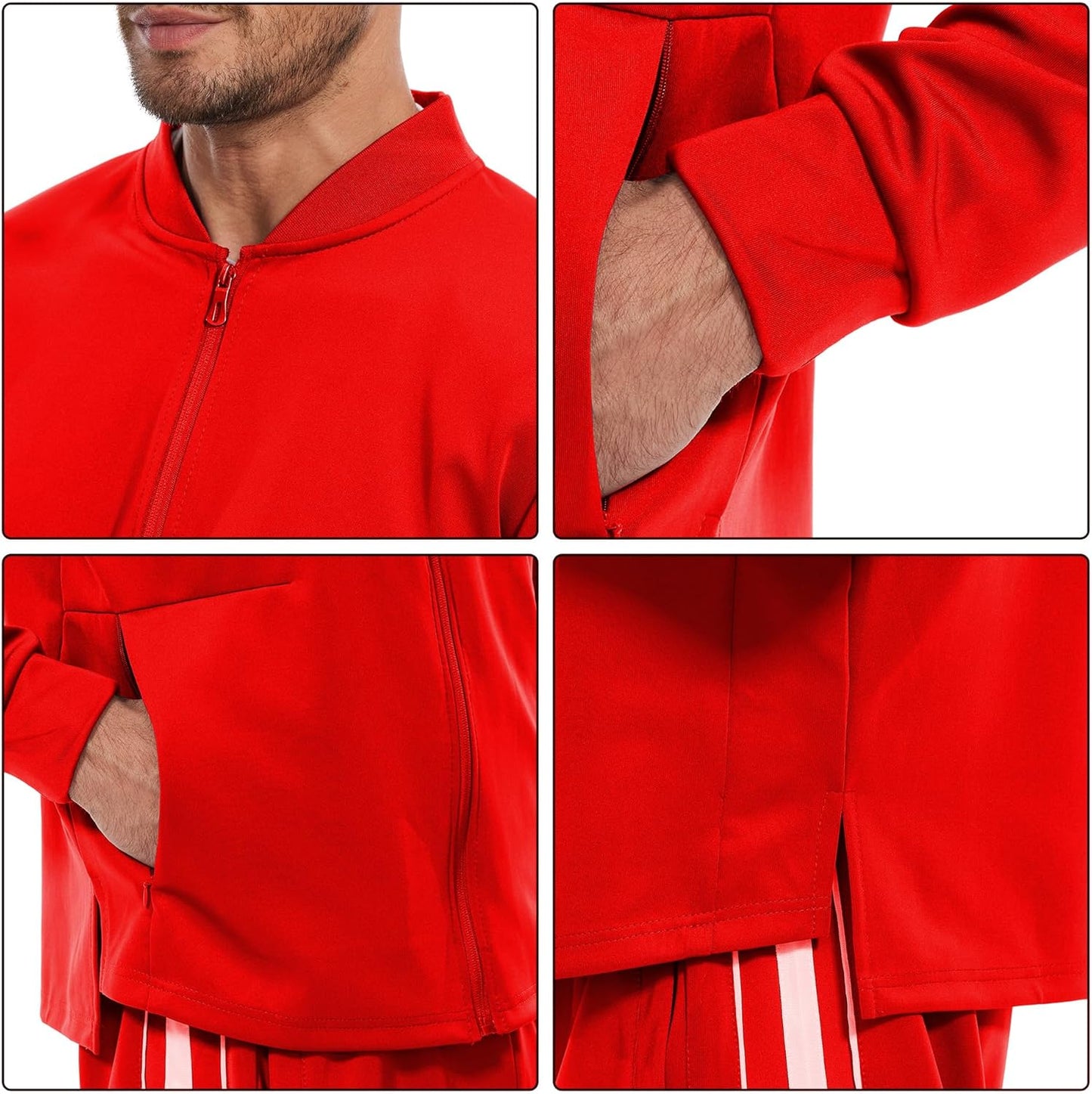2 Piece Casual Sweat Jogging Suit Set Athletic Full Zip Hoodies