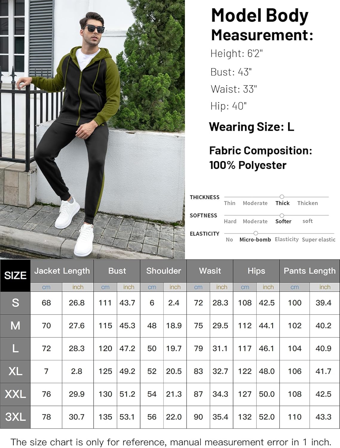 Zip Up Hoodie Sweatsuits Athletic Jogging Suit Set Casual Outfit with Pockets