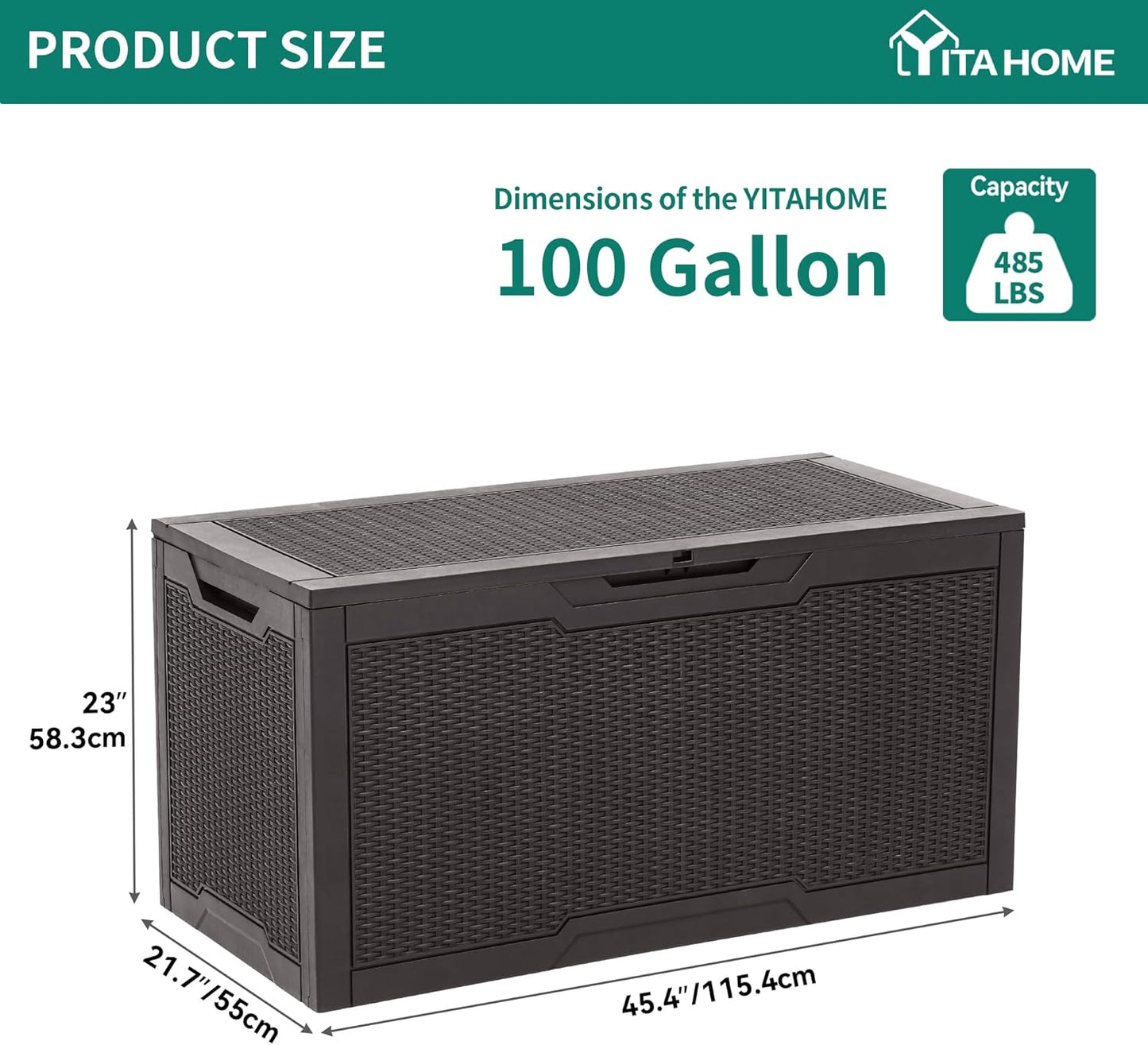 100 Gallon Resin Deck Box Weather Resistant Lockable Outdoor Storage Taupe