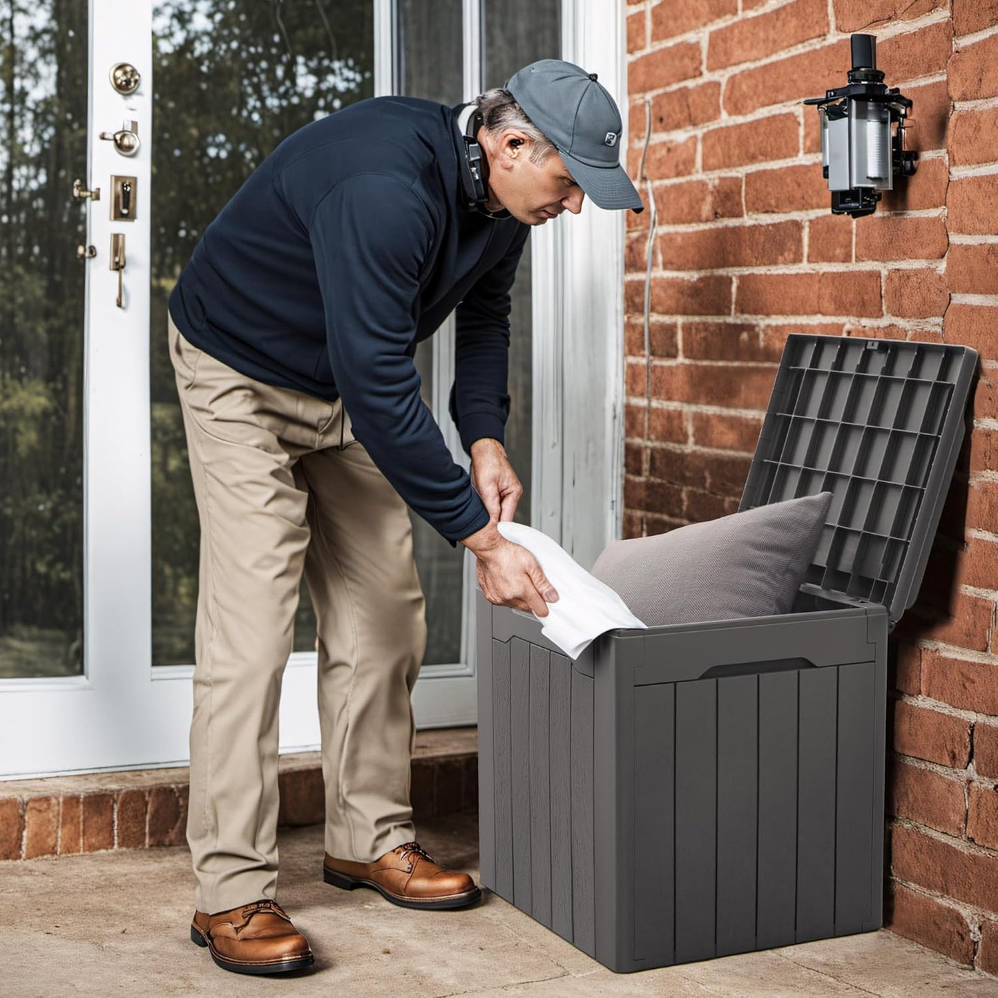100 Gallon Large Resin Deck Box Waterproof Lockable Outdoor Storage Black