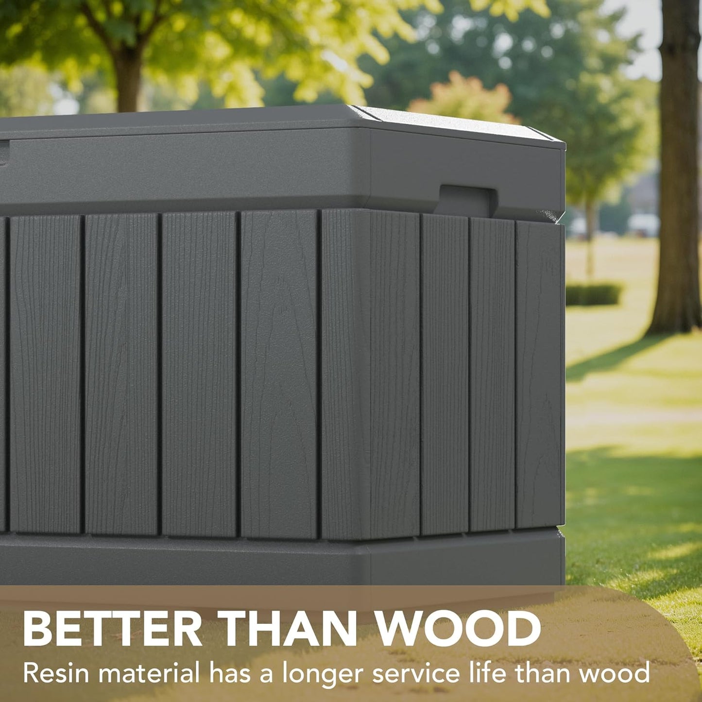 100 Gallon Large Resin Deck Box Waterproof Lockable Outdoor Storage Black