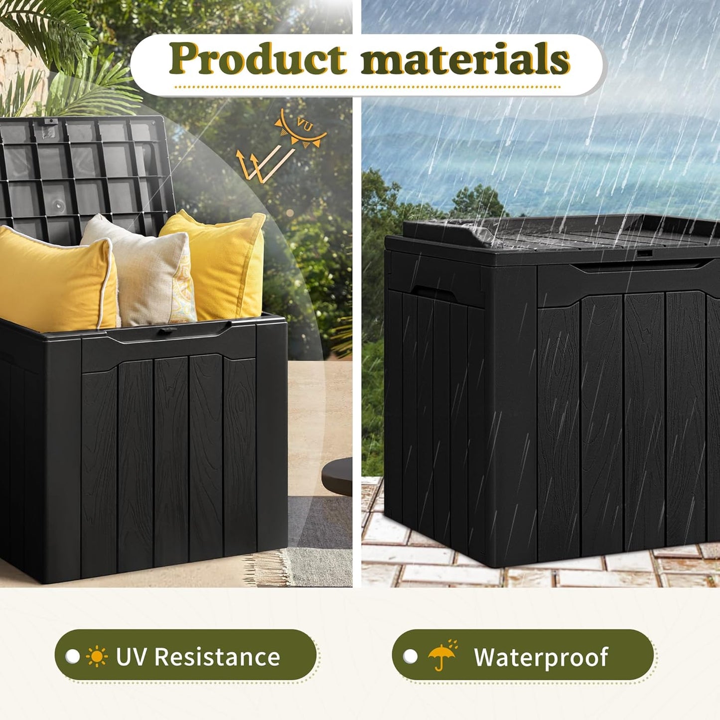 100 Gallon Large Resin Deck Box Waterproof Lockable Outdoor Storage Black