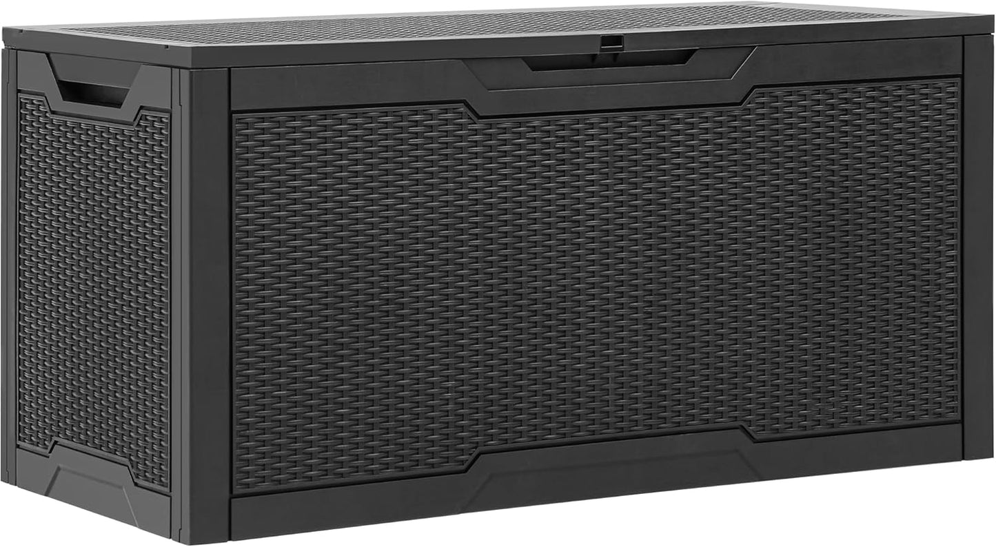 100 Gallon Resin Deck Box Weather Resistant Lockable Outdoor Storage Taupe