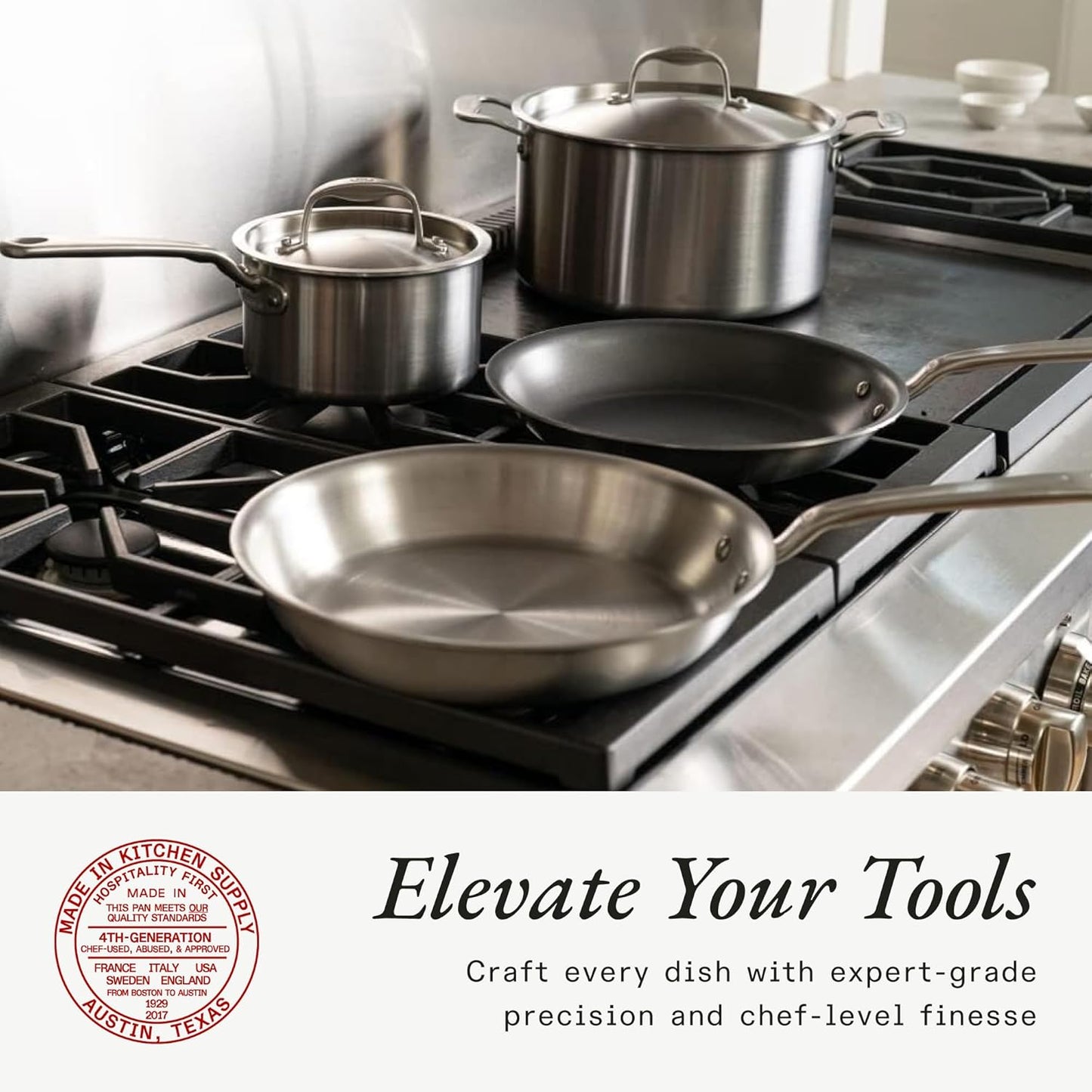 10 Piece Stainless Steel Cookware Set Frying Pans Saucepans Saucier Stock Pot