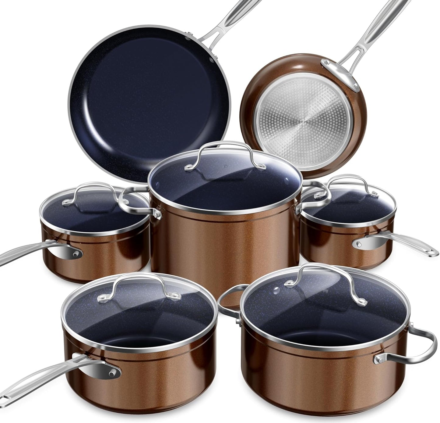 Duralon Blue Ceramic Nonstick Cookware Set Diamond Infused PFAS Free