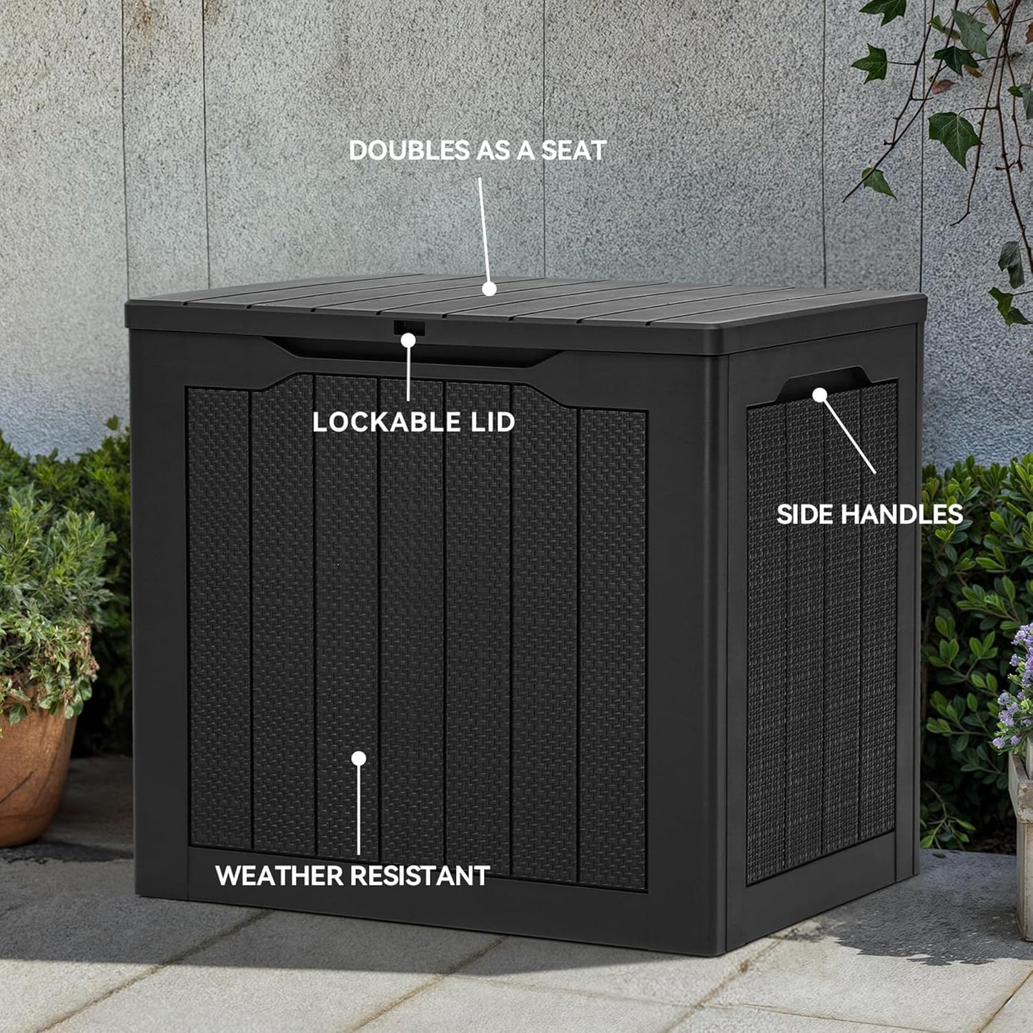 260 Gallon XXL Deck Box Outdoor Resin Lockable Water Resistant Storage Brown