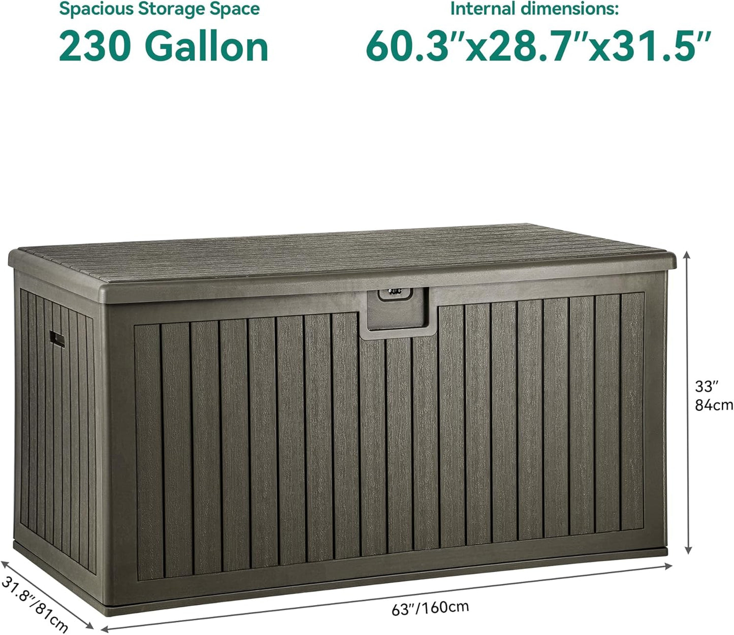 100 Gallon Resin Deck Box Weather Resistant Lockable Outdoor Storage Taupe